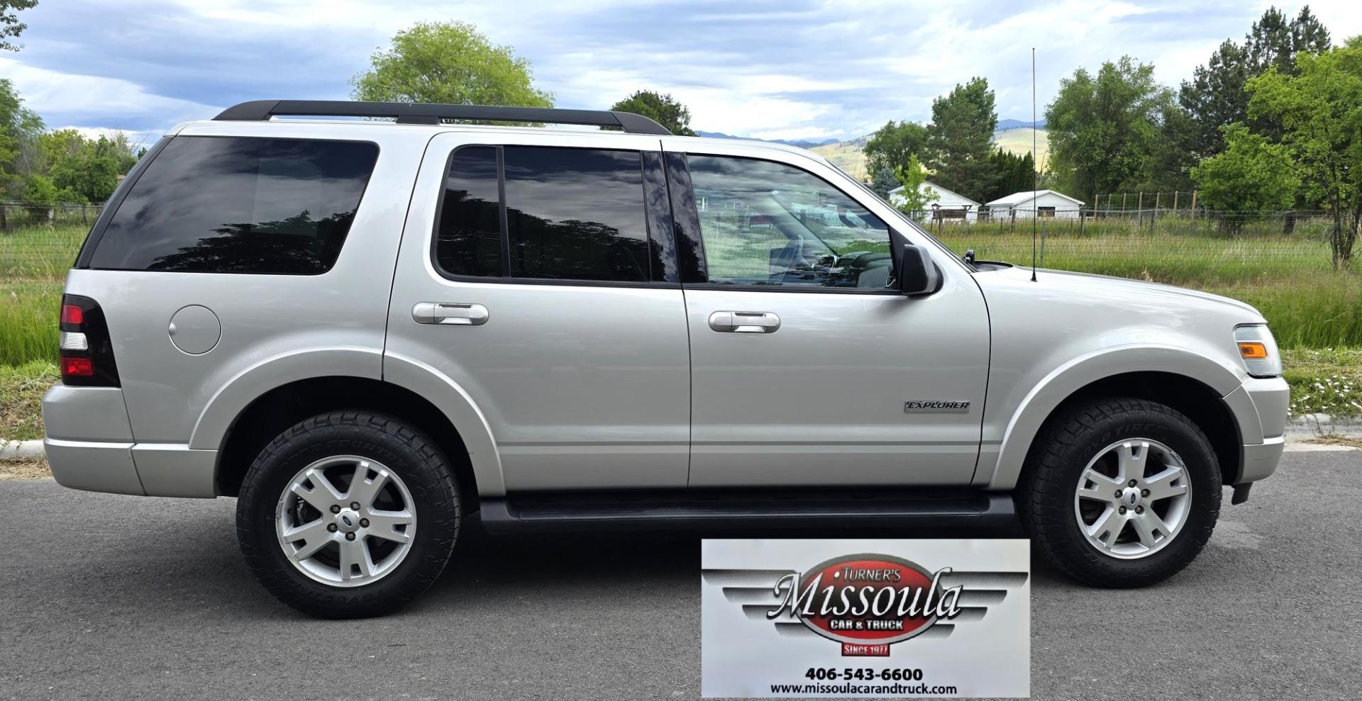 2008 Silver /Gray Ford Explorer XLT 4.0L 4WD (1FMEU73E48U) with an 4.0L V6 SOHC 16V engine, 5-Speed Automatic Overdrive transmission, located at 450 N Russell, Missoula, MT, 59801, (406) 543-6600, 46.874496, -114.017433 - Very Straight 08 Explorer with only 96K Miles. 4WD. 4.0L V6 Engine. 3rd Row Seating. Power Sunroof. Air. Cruise Tilt. Power Windows and Locks. Power Drivers Seat. Running Boards. Set up for Towing. Clean Title and Carfax. We Finance through local Credit Unions. We do NOT offer In House (Buy Her - Photo#1