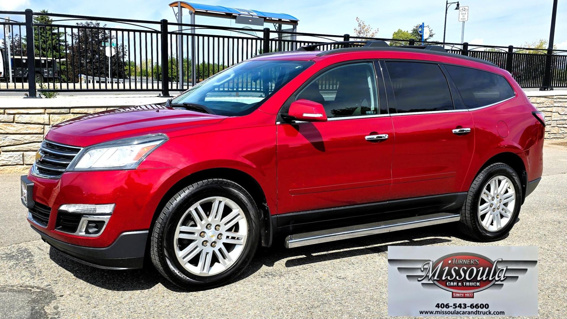 2014 Red /Gray Chevrolet Traverse 1LT AWD (1GNKVGKD7EJ) with an 3.6L V6 DOHC 24V engine, 6-Speed Automatic transmission, located at 450 N Russell, Missoula, MT, 59801, (406) 543-6600, 46.874496, -114.017433 - Photo#0