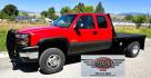 2004 Red /Gray Chevrolet Silverado 3500 Ext. Cab 4WD (1GCJK392X4E) with an 6.6L V8 OHV 32V TURBO DIESEL engine, 6 Speed Manual transmission, located at 450 N Russell, Missoula, MT, 59801, (406) 543-6600, 46.874496, -114.017433 - The Ultimate Unicorn of Chevy Trucks. One Ton Dually, Flatbed, 6.6L Duramax Diesel with a 6 Speed Manual Transmission. And Only 129K Miles! Tires are like New. Air. Cruise. Tilt. Power Windows and Locks. AM FM CD Player, Brush Guard. Headache Rack. Because of the age of this Vehicle, our lenders - Photo#0