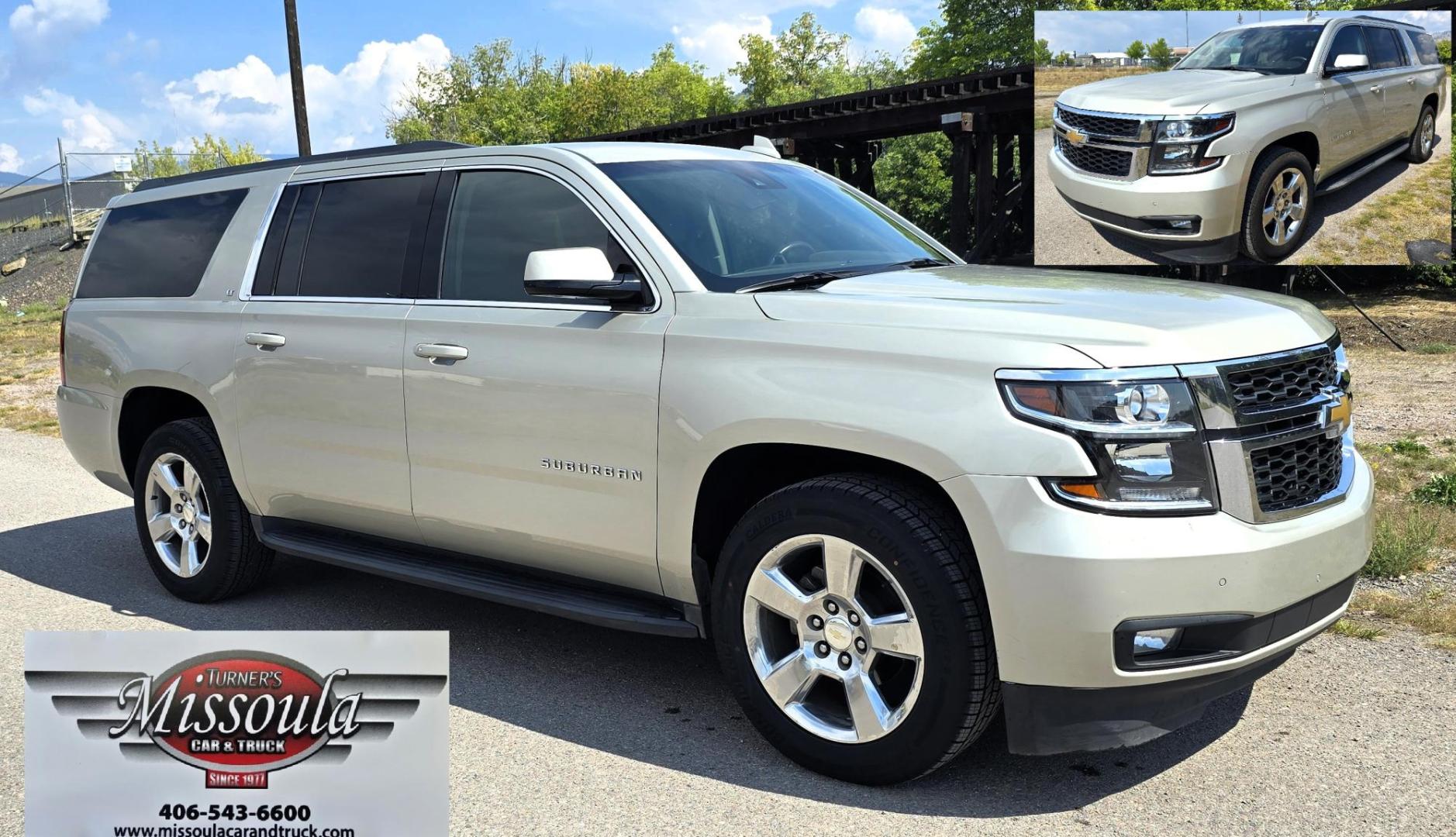 2016 Gold /Tan Chevrolet Suburban LT 4WD (1GNSKHKC4GR) with an 5.3L V8 OHV 16V engine, 6A transmission, located at 450 N Russell, Missoula, MT, 59801, (406) 543-6600, 46.874496, -114.017433 - Photo#0