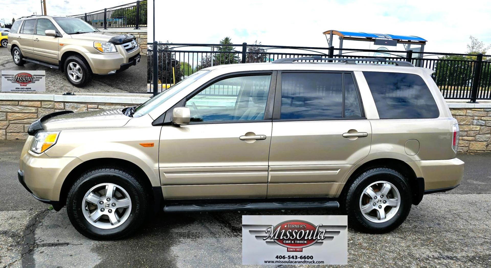 2006 Gold /Tan Honda Pilot EX 4WD w/Leather and Navigation (2HKYF18726H) with an 3.5L V6 SOHC 24V engine, 5-Speed Automatic Overdrive transmission, located at 450 N Russell, Missoula, MT, 59801, (406) 543-6600, 46.874496, -114.017433 - One Owner Honda Pilot AWD. 3.5L V6 Engine. Leather Heated Front Seats. 3rd Row Seating. Power Sun Roof. Power Windows and Locks. Air. Cruise. Tilt. Navigation. Bluetooth. Backup Camera. AM FM XM CD Changer. Timing Belt was Replaced at 120K We Finance through local Credit Unions. We do NOT off - Photo#8