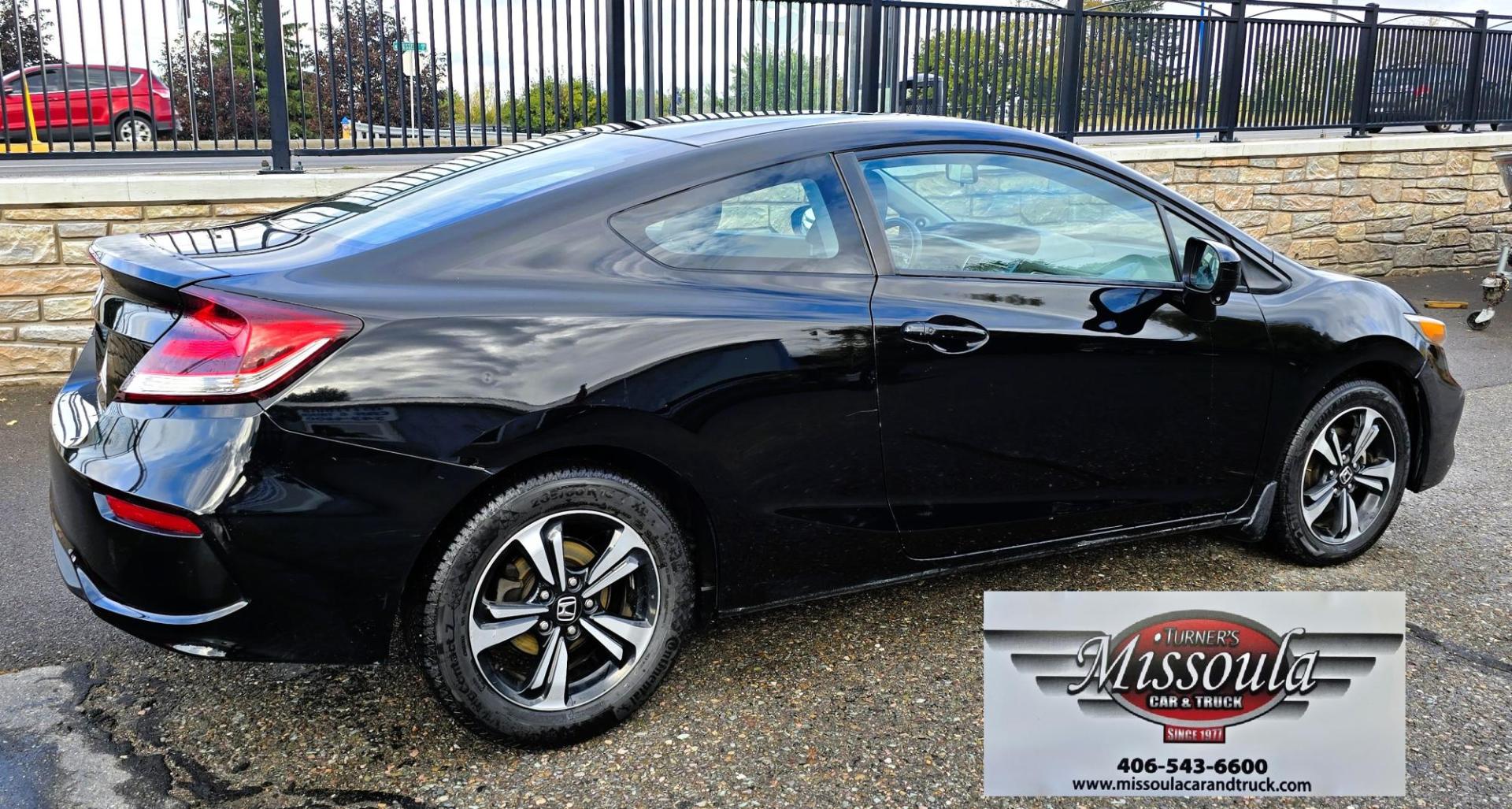 2015 Black /Black Honda Civic EX Coupe CVT (2HGFG3B80FH) with an 2.3L L4 SOHC 16V engine, Automatic transmission, located at 450 N Russell, Missoula, MT, 59801, (406) 543-6600, 46.874496, -114.017433 - Sporty with great Fuel Economy FWD Coupe. 1.8L Engine. Automatic Transmission with the ability to also shift with the steering wheel paddle shifter. Power Sun Roof. Power Windows and Locks. Air. Cruise. Tilt. AM FM SAT. Bluetooth Audio and Phone. Backup Camera. Right Turn Camera. 2 Owner. - Photo#3