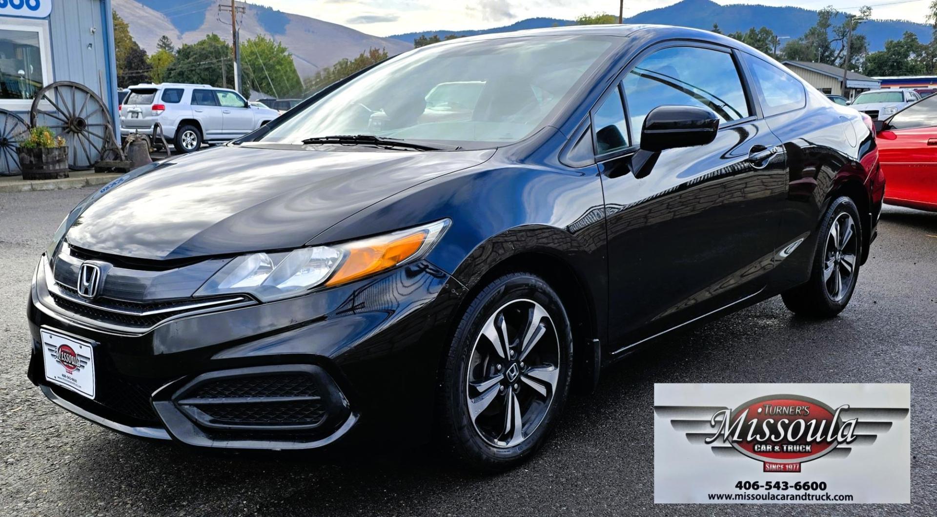 2015 Black /Black Honda Civic EX Coupe CVT (2HGFG3B80FH) with an 2.3L L4 SOHC 16V engine, Automatic transmission, located at 450 N Russell, Missoula, MT, 59801, (406) 543-6600, 46.874496, -114.017433 - Sporty with great Fuel Economy FWD Coupe. 1.8L Engine. Automatic Transmission with the ability to also shift with the steering wheel paddle shifter. Power Sun Roof. Power Windows and Locks. Air. Cruise. Tilt. AM FM SAT. Bluetooth Audio and Phone. Backup Camera. Right Turn Camera. 2 Owner. - Photo#5