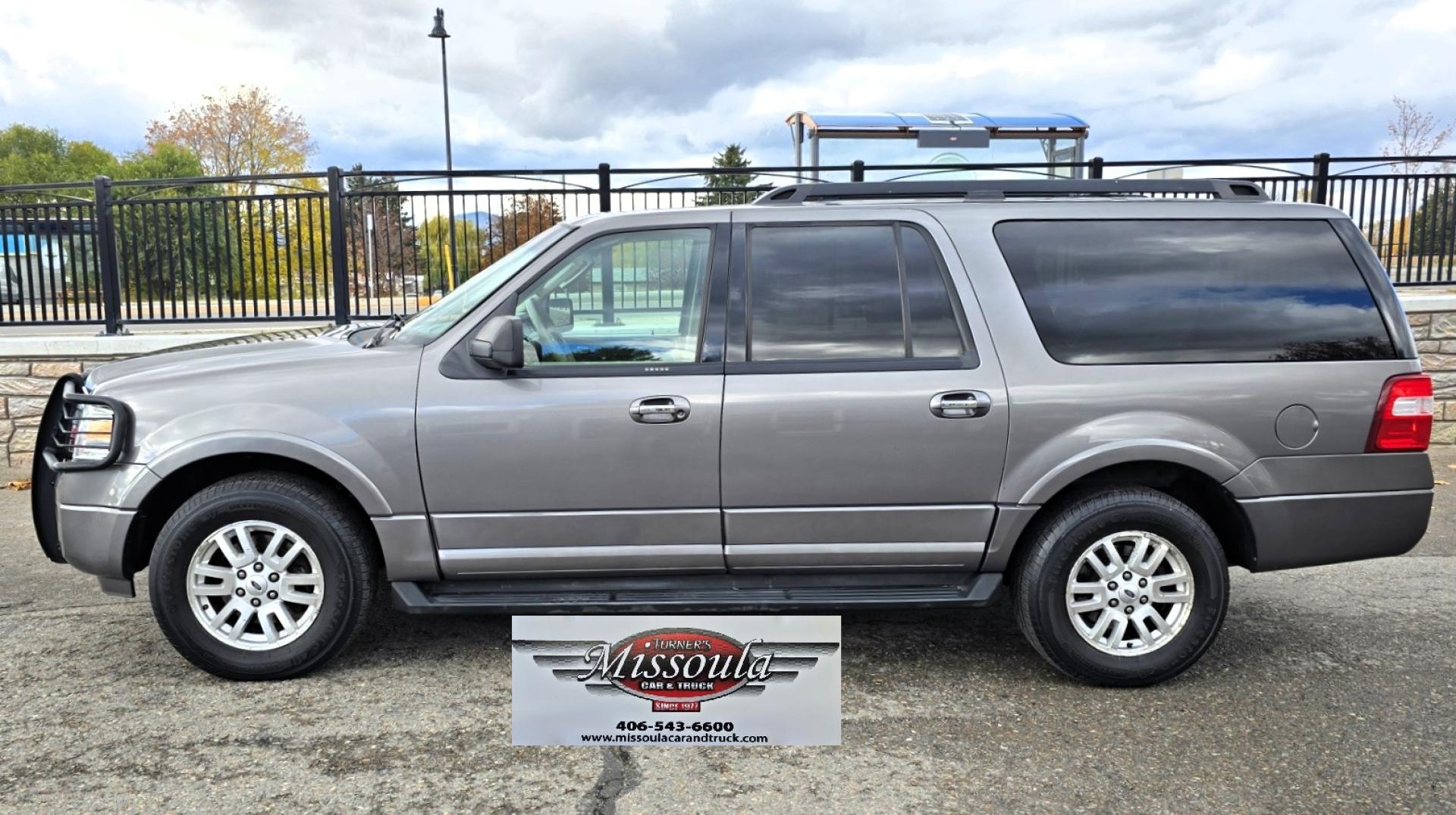 2011 Grey /Tan Ford Expedition EL XLT 4WD (1FMJK1J54BE) with an 5.4L V8 SOHC 16V FFV engine, 6-Speed Automatic transmission, located at 450 N Russell, Missoula, MT, 59801, (406) 543-6600, 46.874496, -114.017433 - Giant 4WD SUV. 5.4L V8 Engine. Automatic Transmission. 3rd Row Seating with Room to Spare. Front and Rear Climate Control. Air. Cruise. Tilt. Power Windows and Locks. AM FM CD Player. Bluetooth. Grill Guard. Running Boards. Like New Firestone Tires. Has a Sunroof but the glass does not open. We F - Photo#4