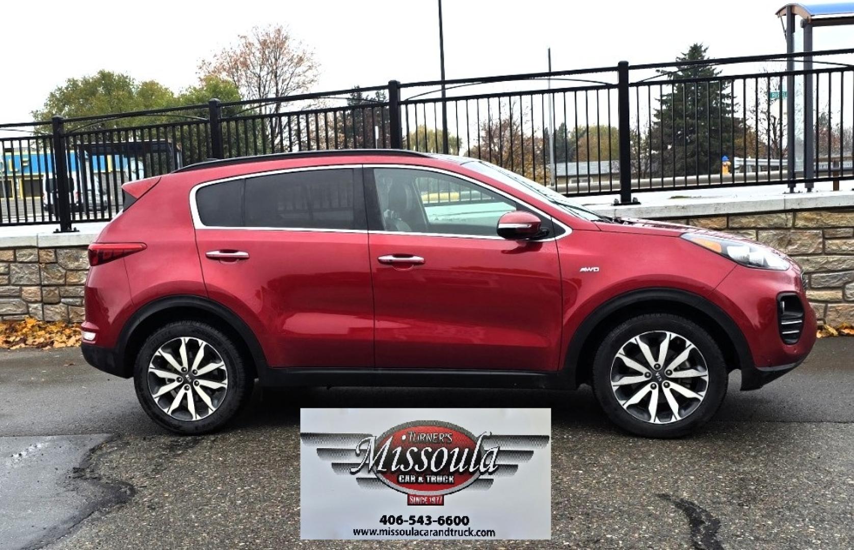 2018 Red /Tan Kia Sportage EX AWD (KNDPNCAC8J7) with an 2.4L V6 DOHC 24V engine, 6A transmission, located at 450 N Russell, Missoula, MT, 59801, (406) 543-6600, 46.874496, -114.017433 - Cute Little AWD SUV that has more features than you can shake a stick at, 2.4L I4 Engine. 6 Speed Automatic Transmission. Technology Package. Huge Panoramic Sun Roof. Navigation. Heated and Cooled Front Seats. Heated Steering Wheel. Heated Back Seats. Driver Assist. Backup Camera. Bluetooth Audio an - Photo#0