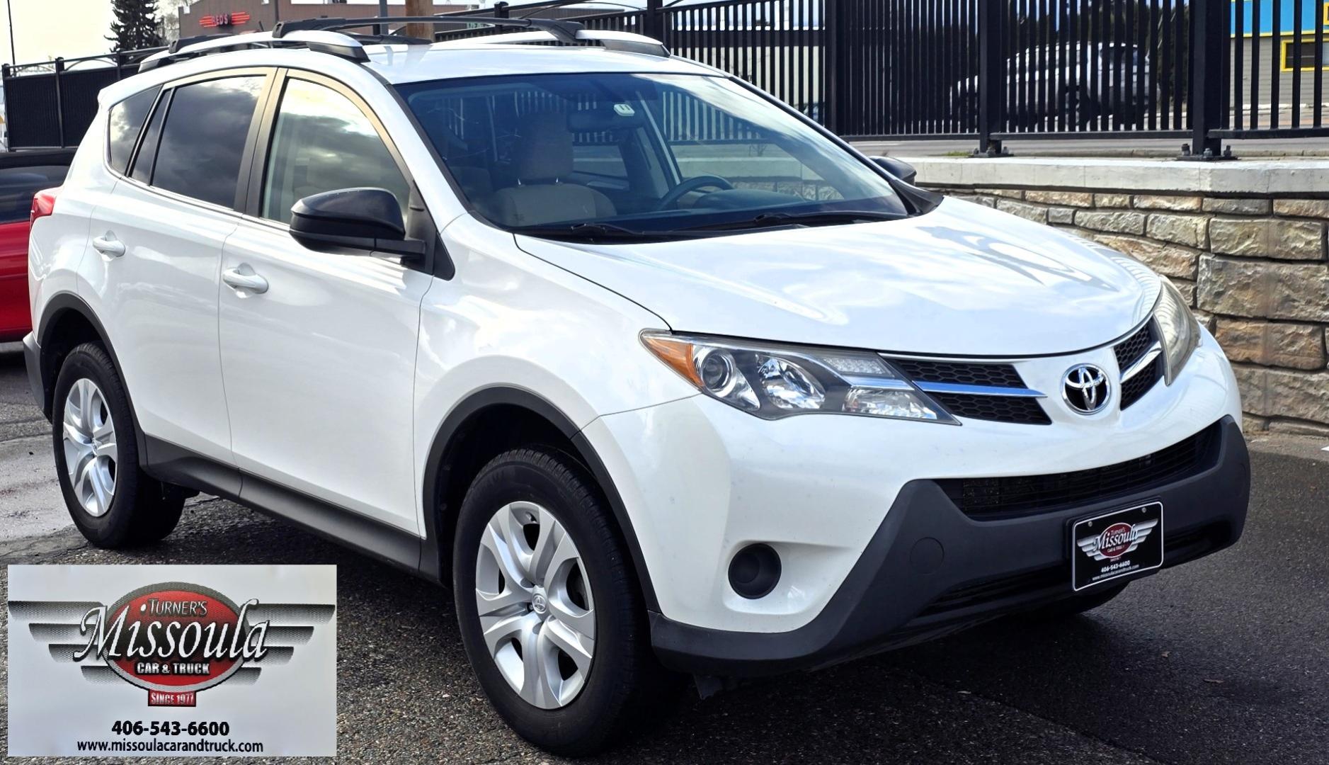 2013 White /Tan Toyota RAV4 LE AWD (JTMBFREV5D5) with an 2.5L L4 DOHC 16V engine, 6-Speed Automatic transmission, located at 450 N Russell, Missoula, MT, 59801, (406) 543-6600, 46.874496, -114.017433 - Extremely Clean 2 Owner AWD Toyota RAV4. 6 Speed Automatic Transmission. Air. Cruise. Tilt. Power Windows and Locks. AM FM CD Player. Bluetooth Audio and Phone. Backup Camera. Roof Rack. We Finance through local Credit Unions. We do NOT offer In House (Buy Here Pay Here) Financing. - Photo#4