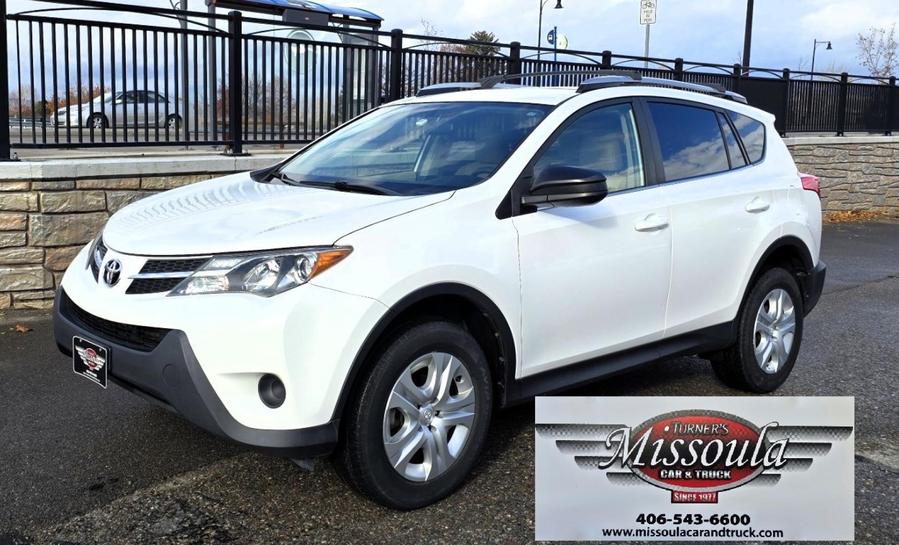 2013 White /Tan Toyota RAV4 LE AWD (JTMBFREV5D5) with an 2.5L L4 DOHC 16V engine, 6-Speed Automatic transmission, located at 450 N Russell, Missoula, MT, 59801, (406) 543-6600, 46.874496, -114.017433 - Extremely Clean 2 Owner AWD Toyota RAV4. 6 Speed Automatic Transmission. Air. Cruise. Tilt. Power Windows and Locks. AM FM CD Player. Bluetooth Audio and Phone. Backup Camera. Roof Rack. We Finance through local Credit Unions. We do NOT offer In House (Buy Here Pay Here) Financing. - Photo#6