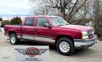 2004 Maroon /Gray Chevrolet Silverado 1500 LS Crew Cab 4WD (2GCEK13T641) with an 5.3L V8 OHV 16V engine, 4-Speed Automatic Overdrive transmission, located at 450 N Russell, Missoula, MT, 59801, (406) 543-6600, 46.874496, -114.017433 - Great Running 4WD Silverado. 4WD Automatic Transmission. 5.3L V8 Engine. Very Comfortable Seats. Air. Cruise. Tilt. Power Windows and Locks. AM FM CD Player. The vehicle was stolen from a previous owner in 2016. The Insurance paid off a total loss before the vehicle was recovered. Once it was recov - Photo#1