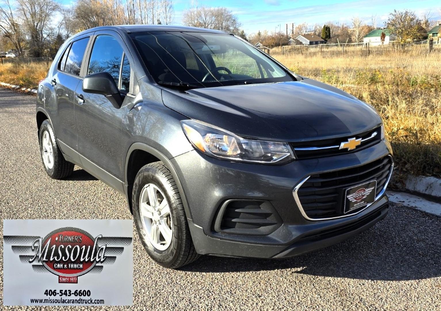 2019 Grey /Gray Chevrolet Trax LS AWD (3GNCJNSB9KL) with an 1.4L L4 DOHC 16V engine, 6A transmission, located at 450 N Russell, Missoula, MT, 59801, (406) 543-6600, 46.874496, -114.017433 - Cute little AWD SUV. 1.4L I4 Engine. Automatic Transmission. Air. Cruise. Tilt. Power Windows and Locks. Power Drivers Seat. AM FM Touchscreen Stereo. Bluetooth Audio and Phone. Apple Air Play. Android Air Play. Backup Camera. Copper Tires in like new condition. We Finance through local Credit Un - Photo#1