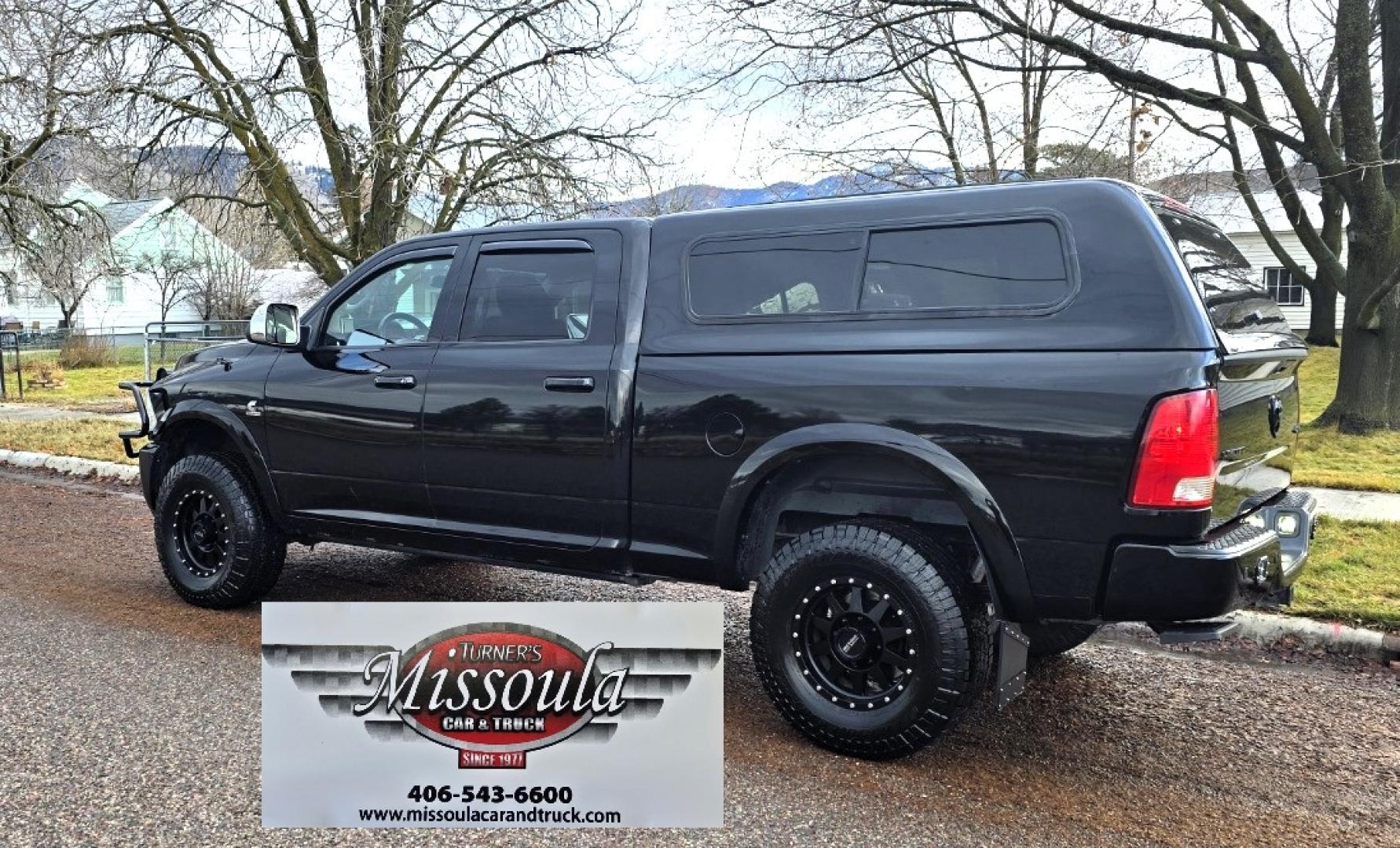 2012 Black /Black Dodge Ram 3500 Laramie Longhorn Edition Crew Cab SWB 4WD (3C63D3FL1CG) with an 6.7L L6 OHV 24V TURBO DIESEL engine, 6-Speed Automatic transmission, located at 450 N Russell, Missoula, MT, 59801, (406) 543-6600, 46.874496, -114.017433 - Beautiful 4WD Diesel Crew Cab. Tuner and is EGR Deleted 6.7L Cummins. Automatic Transmission. Touchscreen Alpine Stereo System. Heated Front and Rear Seats. Power Leather Front Seats. Heated Steering Wheel. Bluetooth Audio and Phone Connectivity. Backup Camera. Power Sunroof. Retractable Running Boa - Photo#1
