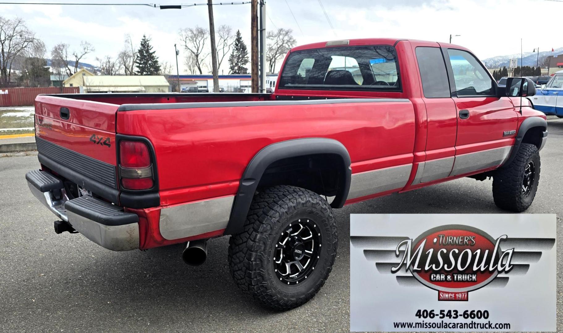 1998 Red /Blue Dodge Ram 2500 Quad Cab 6.5-ft. Bed 4WD (1B7KF2364WJ) with an 5.9L L6 OHV 24V TURBO DIESEL engine, 5 Speed Manual transmission, located at 450 N Russell, Missoula, MT, 59801, (406) 543-6600, 46.874496, -114.017433 - Highly Desirable 2nd Generation Dodge 3/4 Ton 4WD with a 24 Valve 5.9L Cummins Diesel Engine. Comes with a Rare 5 Speed Manual Transmission. Runs and Shits well. Air Conditioning. Nice Wheels and Tires. Box has a few dings and dents. Set up for a gooseneck ball. Because of the age, our lenders d - Photo#2