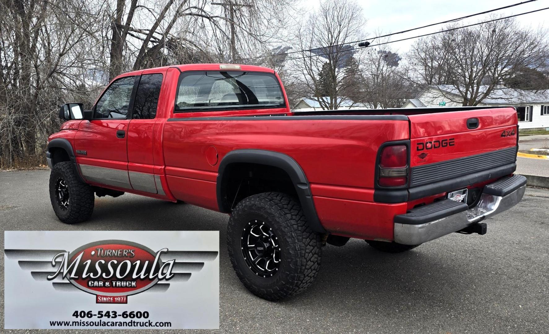 1998 Red /Blue Dodge Ram 2500 Quad Cab 6.5-ft. Bed 4WD (1B7KF2364WJ) with an 5.9L L6 OHV 24V TURBO DIESEL engine, 5 Speed Manual transmission, located at 450 N Russell, Missoula, MT, 59801, (406) 543-6600, 46.874496, -114.017433 - Highly Desirable 2nd Generation Dodge 3/4 Ton 4WD with a 24 Valve 5.9L Cummins Diesel Engine. Comes with a Rare 5 Speed Manual Transmission. Runs and Shits well. Air Conditioning. Nice Wheels and Tires. Box has a few dings and dents. Set up for a gooseneck ball. Because of the age, our lenders d - Photo#4