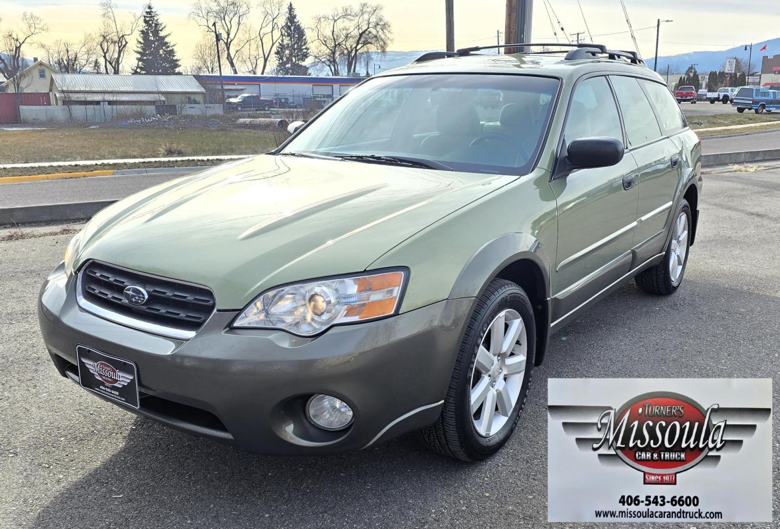 2006 Green /Tan Subaru Outback 2.5i Wagon (4S4BP61C667) with an 2.5L H4 SOHC 16V engine, 4-Speed Automatic Overdrive transmission, located at 450 N Russell, Missoula, MT, 59801, (406) 543-6600, 46.874496, -114.017433 - Sharp little AWD Suby. 2.5L H4 Engine. Automatic Transmission. All the maintenance that a Subaru needs. New Timing Belt. New Water Pump. New Head Gasket. Very Quiet. Firestone Tires in great condition. Heated front Seats. Air. Cruise. Tilt. Power Windows and Locks. Very Clean. Has a couple small den - Photo#7