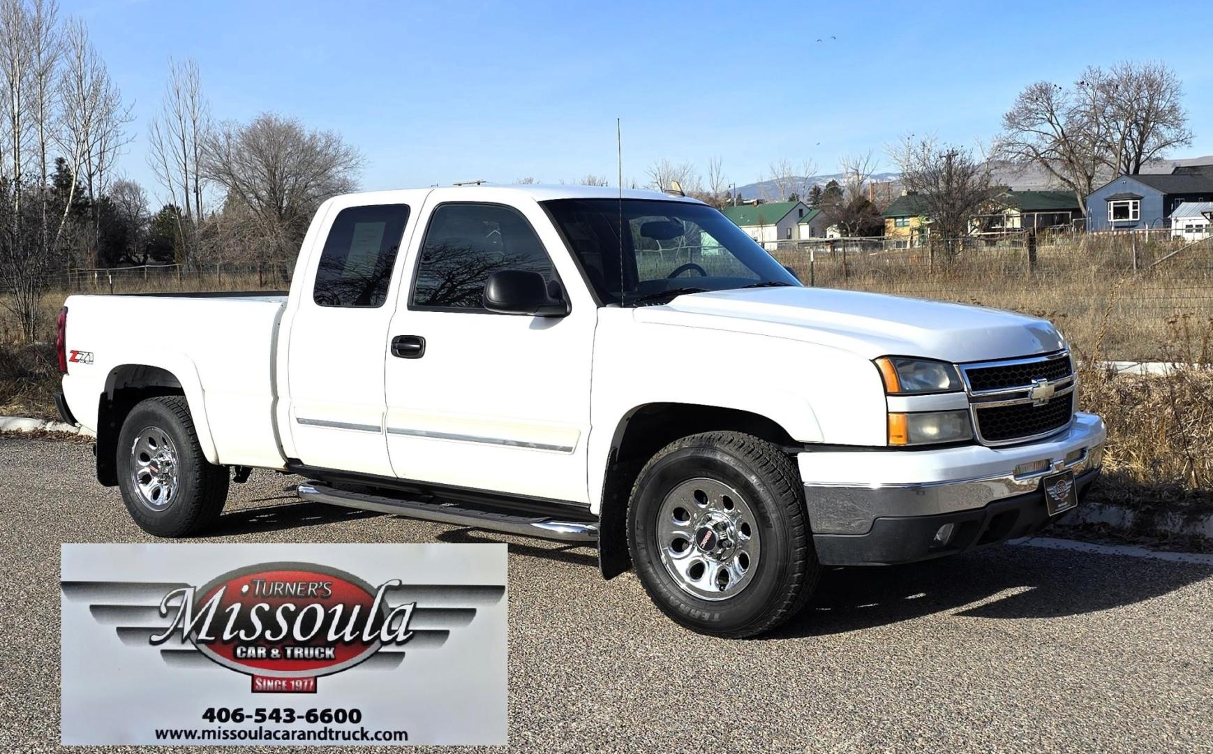 2006 White /Gray Chevrolet Silverado 1500 LS Ext. Cab 4WD (1GCEK19B46Z) with an 5.3L V8 OHV 16V engine, 4-Speed Automatic Overdrive transmission, located at 450 N Russell, Missoula, MT, 59801, (406) 543-6600, 46.874496, -114.017433 - 2006 Silverado 4WD. 5.3L V8 Engine. Automatic Transmission. Air Cruise. Tilt. Power Windows and Locks. Power Drivers Seat. The state of Montana misprinted the miles on the title when the truck came in from Canada so it has a Branded Title. The Miles are correct and do not exceed mechanical limits - Photo#2