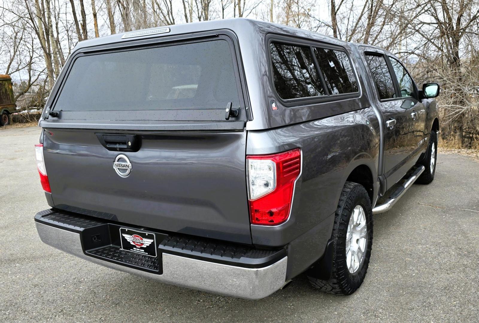 2018 Grey /Gray Nissan Titan S Crew Cab 4WD (1N6AA1EJ5JN) with an 5.6L V8 DOHC 32V engine, 6 Speed Automatic transmission, located at 450 N Russell, Missoula, MT, 59801, (406) 543-6600, 46.874496, -114.017433 - 2018 Nissan Titan 4WD with powerful 5.7L V8 Engine. 6 Speed Automatic Transmission. Nice Topper with a Decked Brand Slide out tool Box. Air. Cruise. Tilt. AM FM CD PLayer with Bluetooth Audio and Phone Connection. Backup Camera. New Tires. Towing. Running Boards. Clean Title and Carfax. We Finan - Photo#4