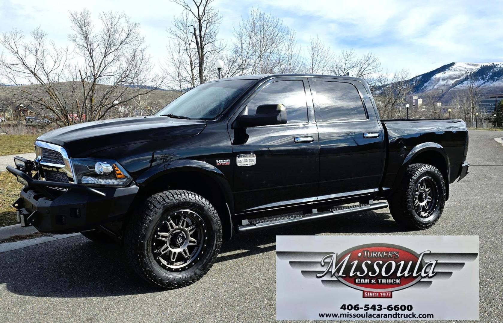 2013 Black /Brown RAM 1500 Laramie Longhorn Laramie Longhorn (1C6RR7PTXDS) with an 5.7L V8 engine, Automatic transmission, located at 450 N Russell, Missoula, MT, 59801, (406) 543-6600, 46.874496, -114.017433 - Photo#2