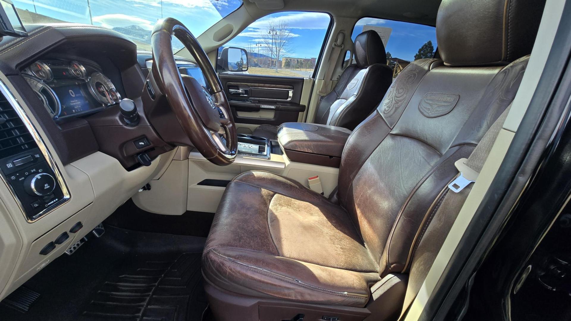 2013 Black /Brown RAM 1500 Laramie Longhorn Laramie Longhorn (1C6RR7PTXDS) with an 5.7L V8 engine, Automatic transmission, located at 450 N Russell, Missoula, MT, 59801, (406) 543-6600, 46.874496, -114.017433 - Photo#17