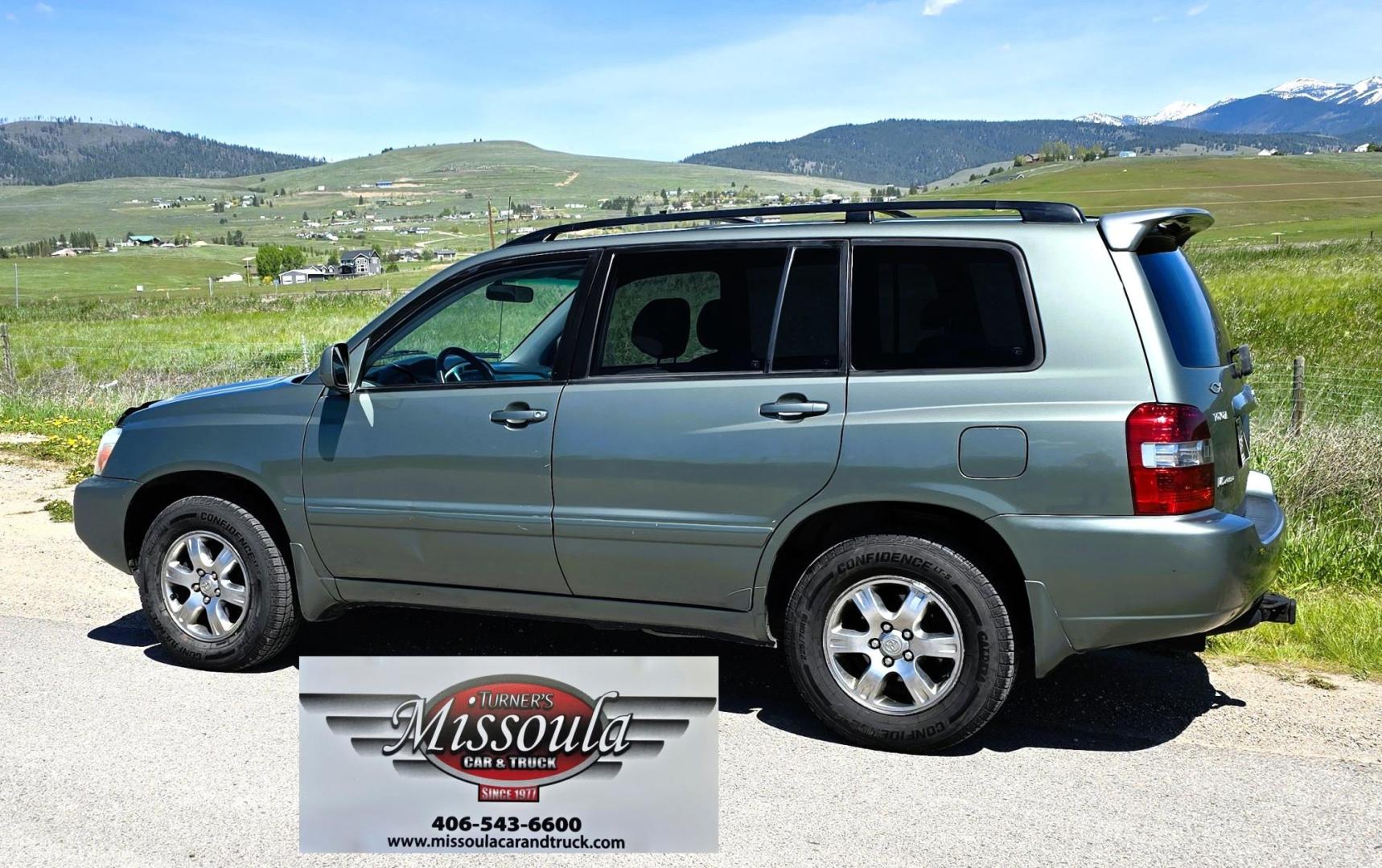 2004 Green /Tan Toyota Highlander Limited V6 4WD (JTEEP21AX40) with an 3.3L V6 DOHC 24V engine, 5-Speed Automatic Overdrive transmission, located at 450 N Russell, Missoula, MT, 59801, (406) 543-6600, 46.874496, -114.017433 - Another Clean Toyota AWD SUV. Strong 3.3L V6 Engine Automatic Transmission. 3rd Row Seating. Cold Air Conditioning. Cruise Control. Tilt Steering. Power Windows and Locks. AM FM CD Player. Tires are excellent. Clean Title and Carfax. It's a AWD Toyota so it won't last long. Because oft he age, ou - Photo#1