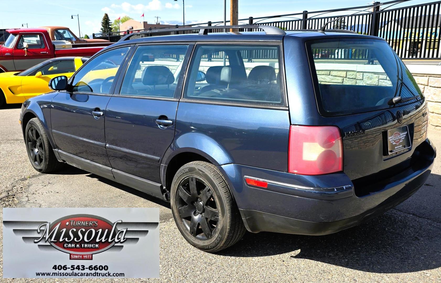 2005 Blue /Black Volkswagen Passat Wagon GLS (WVWDD63B55E) with an 1.8L L4 DOHC 20V TURBO engine, Automatic transmission, located at 450 N Russell, Missoula, MT, 59801, (406) 543-6600, 46.874496, -114.017433 - Strong Running AWD VW Wagon. 1.8L Turbo Engine. Automatic Transmission. Only 116,000 Miles. Air. Cruise. Tilt. Power Windows and Locks. Sunroof. AM FM CD Cassette Player. Heated Front Seats. Clean Title and Carfax. Because of the age, our lenders do NOT offer financing on this vehicle. - Photo#2