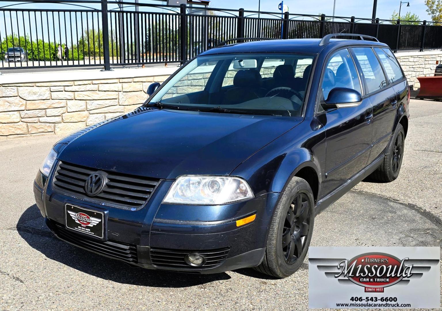 2005 Blue /Black Volkswagen Passat Wagon GLS (WVWDD63B55E) with an 1.8L L4 DOHC 20V TURBO engine, Automatic transmission, located at 450 N Russell, Missoula, MT, 59801, (406) 543-6600, 46.874496, -114.017433 - Strong Running AWD VW Wagon. 1.8L Turbo Engine. Automatic Transmission. Only 116,000 Miles. Air. Cruise. Tilt. Power Windows and Locks. Sunroof. AM FM CD Cassette Player. Heated Front Seats. Clean Title and Carfax. Because of the age, our lenders do NOT offer financing on this vehicle. - Photo#3