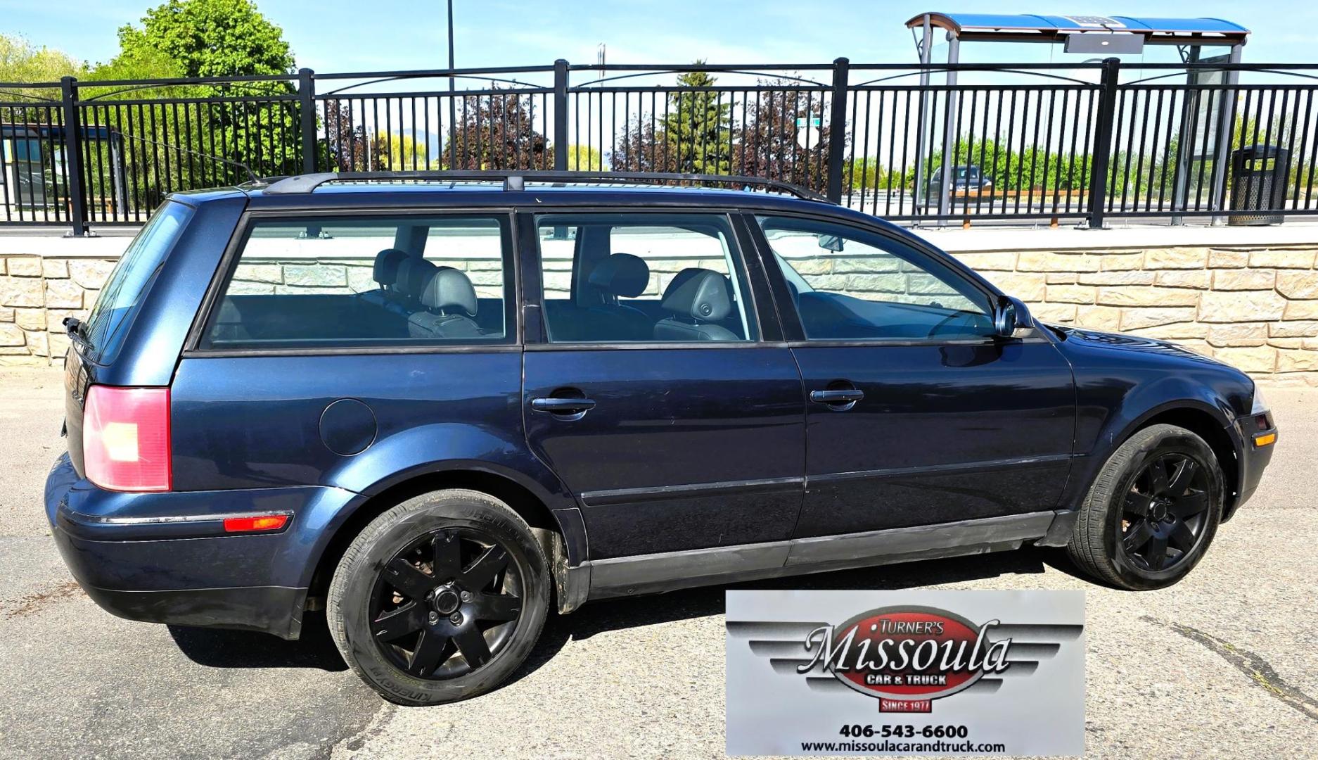 2005 Blue /Black Volkswagen Passat Wagon GLS (WVWDD63B55E) with an 1.8L L4 DOHC 20V TURBO engine, Automatic transmission, located at 450 N Russell, Missoula, MT, 59801, (406) 543-6600, 46.874496, -114.017433 - Strong Running AWD VW Wagon. 1.8L Turbo Engine. Automatic Transmission. Only 116,000 Miles. Air. Cruise. Tilt. Power Windows and Locks. Sunroof. AM FM CD Cassette Player. Heated Front Seats. Clean Title and Carfax. Because of the age, our lenders do NOT offer financing on this vehicle. - Photo#4