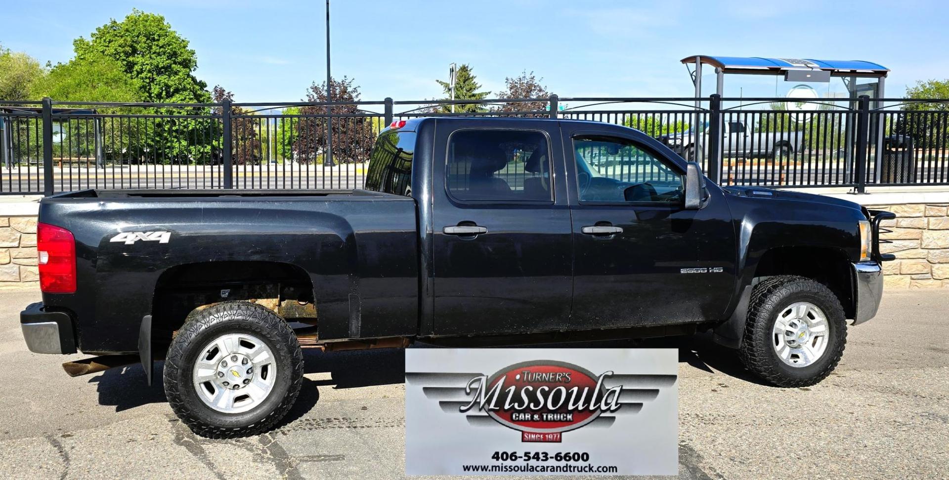 2010 Black /Black Chevrolet Silverado 2500HD LT1 Crew Cab 4WD (1GC4KXBG4AF) with an 6.0L V8 OHV 16V FFV engine, 6-Speed Automatic transmission, located at 450 N Russell, Missoula, MT, 59801, (406) 543-6600, 46.874496, -114.017433 - Nice Heavy Duty 3/4 Ton 4WD. 6.0L V8 Engine. 6 Speed Automatic Transmission. Air Conditioning. Cruise Control. Tilt Wheel. Adjustable Foot Pedals. Power Windows and Locks. Built In Electronic Trailer Brake. Set up for Towing. Gooseneck Ball. Clean Title and Carfax. We Finance through local Credi - Photo#1