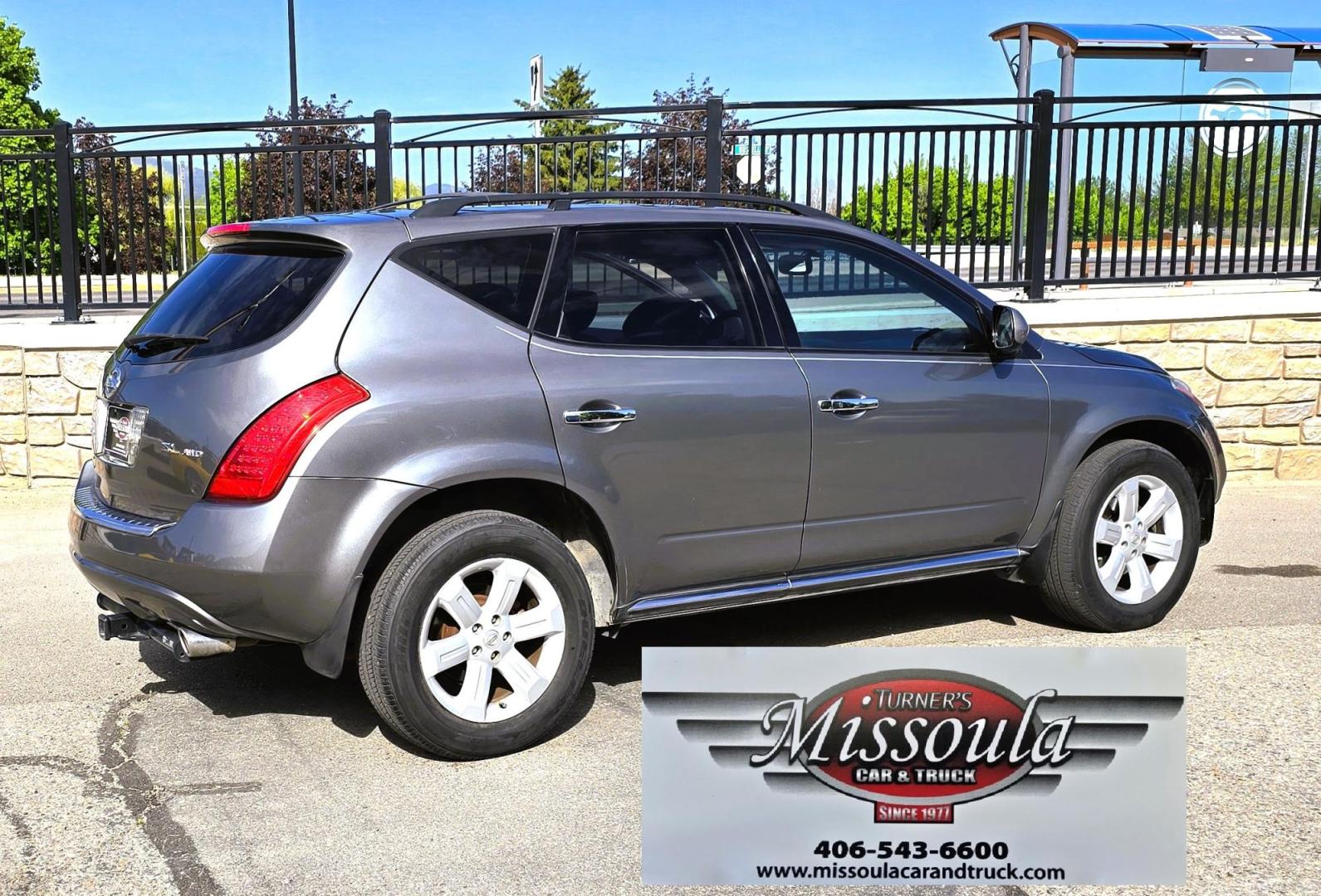2006 Grey /Black Nissan Murano SL AWD (JN8AZ08W06W) with an 3.5L V6 DOHC 24V engine, Automatic CVT Overdrive transmission, located at 450 N Russell, Missoula, MT, 59801, (406) 543-6600, 46.874496, -114.017433 - Solid AWD SUV with lots of features for it's age. 3.5L V6 Engine. Automatic Transmission. Air. Cruise. Tilt. Power Windows and Locks. Sun Roof. Power, Heated Front Seats. Bose CD and Cassette Stereo. Backup Camera. Tires are in Excellent Condition. Because oft he age, our lenders do NOT offer fin - Photo#1