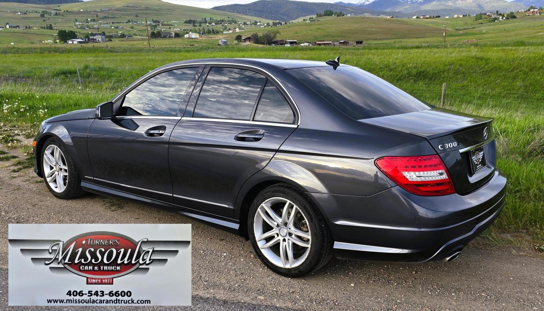 2013 Grey /Black Mercedes-Benz C-Class C300 4MATIC Sport Sedan (WDDGF8AB0DR) with an 3.0L V6 DOHC 24V engine, 7-Speed Automatic transmission, located at 450 N Russell, Missoula, MT, 59801, (406) 543-6600, 46.874496, -114.017433 - Elegant yet Economical. Classy AWD Mercedes with a zippy 3.5L V6 Engine. 7 Speed Automatic Transmission. Power Sunroof. Leather Heated Seats. Navigation. Air. Cruise. Tilt. Power Windows and Locks. AM FM CD Stereo. Bluetooth Audio and Phone Connection. Clean Title and Carfax. We Finance through - Photo#1