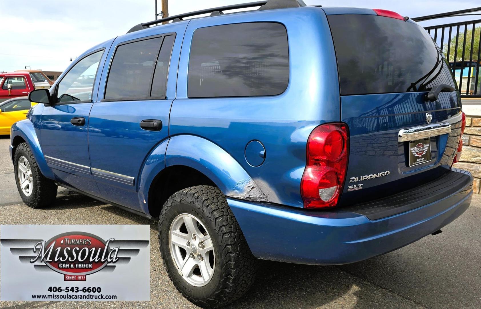 2005 Blue /Gray Dodge Durango Adventurer Model 2WD (1D4HD48D95F) with an 5.7L V8 OHV 16V engine, 5-Speed Automatic Overdrive transmission, located at 450 N Russell, Missoula, MT, 59801, (406) 543-6600, 46.874496, -114.017433 - Yup, It's got a Hemi! Roomy Rear Wheel Drive SUV with 3rd Row Seating. Air Conditioning was just serviced. Cruise Control. Power Windows and Locks. AM FM CD Player. Like New BF Goodrich Tires. Does have a small blemish on the left rear quarter panel. Clean Title and Carfax. Because of the age, ou - Photo#8