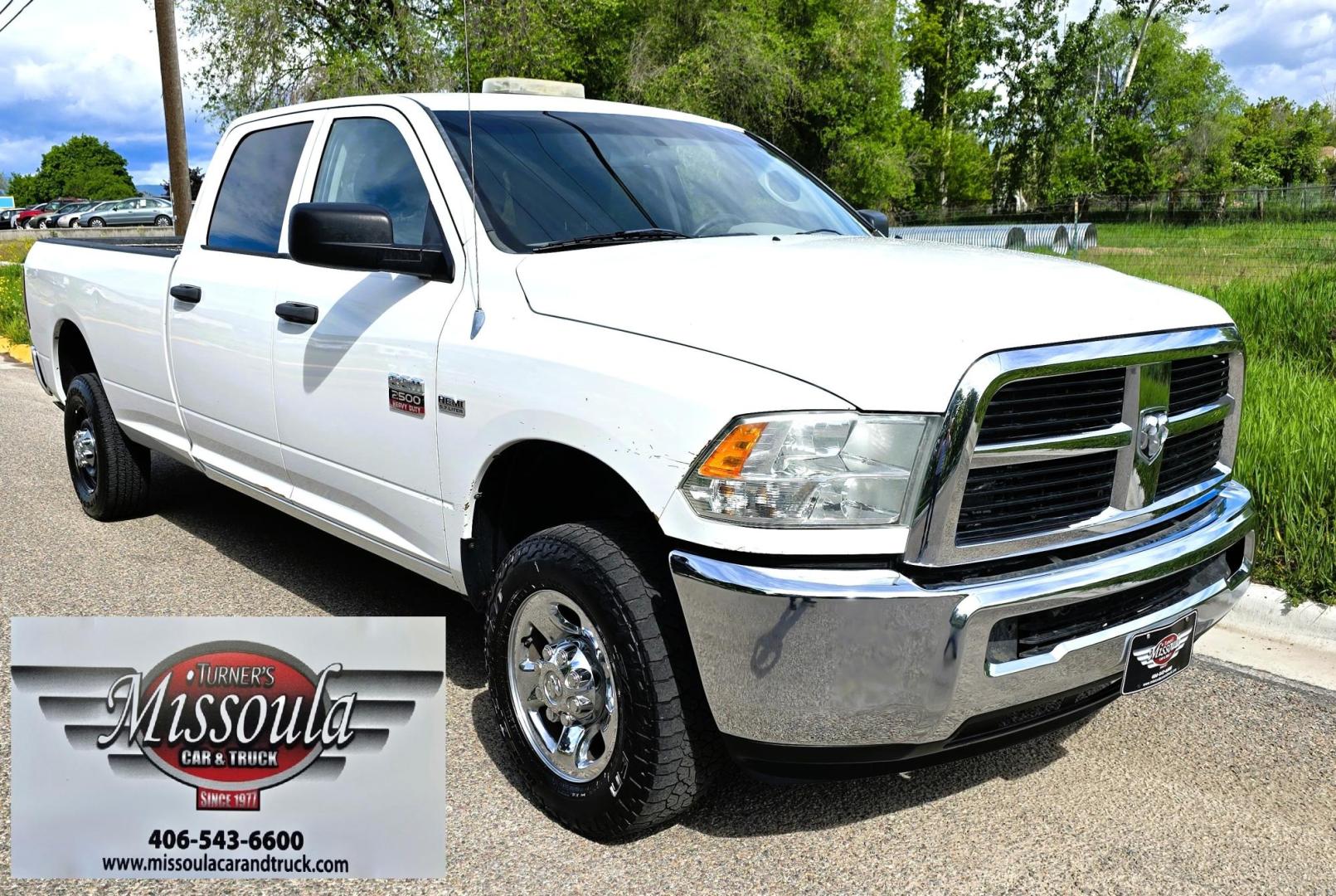 2012 White /Black Dodge Ram 2500 ST Crew Cab LWB 4WD (3C6TD5HT6CG) with an 5.7L V8 OHV 16V engine, 6-Speed Automatic transmission, located at 450 N Russell, Missoula, MT, 59801, (406) 543-6600, 46.874496, -114.017433 - Long Box Crew Cab 3/4 Ton 4WD with 5.7 Hemi. 6 Speed Automatic Transmission. Air. Cruise. Tilt. Power Windows and Locks. AM FM SAT CD Player. Built in Trailer Brake. This truck runs and drives amazing. Has a few very light dings. We Finance through local Credit Unions. We do NOT offer In House ( - Photo#3