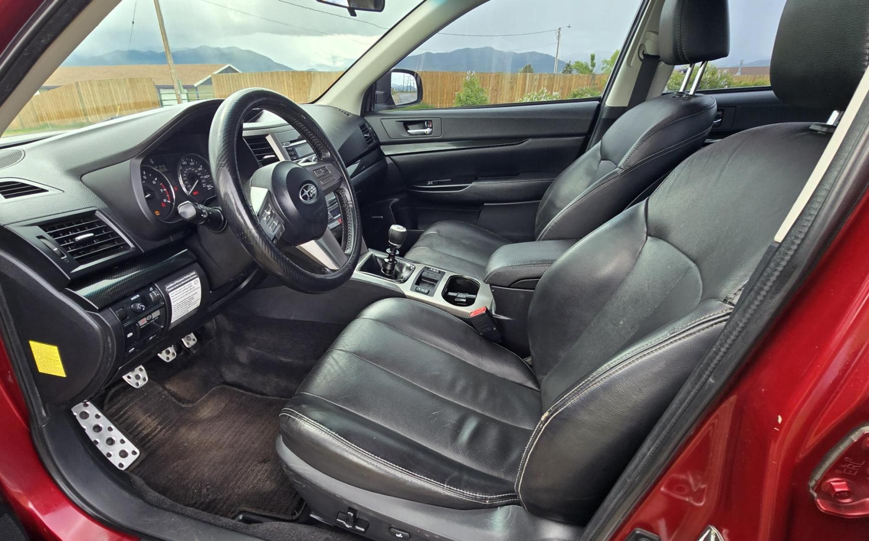 2011 Red /Black Subaru Legacy GT 2.5GT Limited (4S3BMFK6XB1) with an 2.5L H4 DOHC 16V TURBO engine, 6-Speed Manual transmission, located at 450 N Russell, Missoula, MT, 59801, (406) 543-6600, 46.874496, -114.017433 - Beautiful Metallic Red Subaru AWD. Zippy 2.5L Turbo Engine. 6 Speed Manual Transmission. New Performance Clutch. Black Leather Interior. Heated Front Seats. Air. Cruise. Tilt. AM CD CD Changer. Bluetooth Phone Connection. Power Windows and Locks. Power Sunroof. New Timing Belt and Transmission at 73 - Photo#10