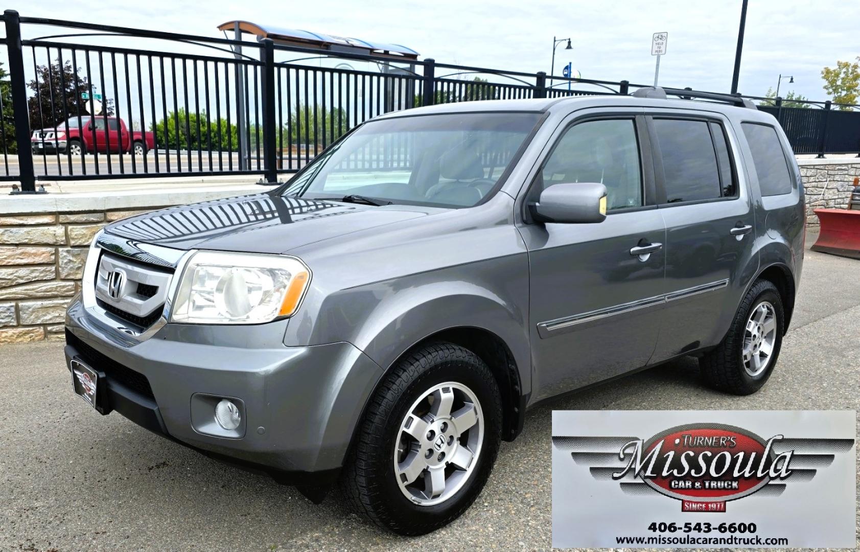 2009 Grey /Black Honda Pilot Touring 4WD (5FNYF48819B) with an 3.5L V6 SOHC 24V engine, 5-Speed Automatic transmission, located at 450 N Russell, Missoula, MT, 59801, (406) 543-6600, 46.874496, -114.017433 - 2 Owner Honda AWD SUV. 3.5L V6 Engine. Automatic Transmission. 3rd Row Seating. Heated Power Front Seats. Power Sunroof. AM FM CD Player. Air. Cruise. Tilt. Bluetooth Phone Connection. Power Liftgate. New Tires. Catalytic converter replaced 30K miles ago. We Finance through local Credit Unions. - Photo#2