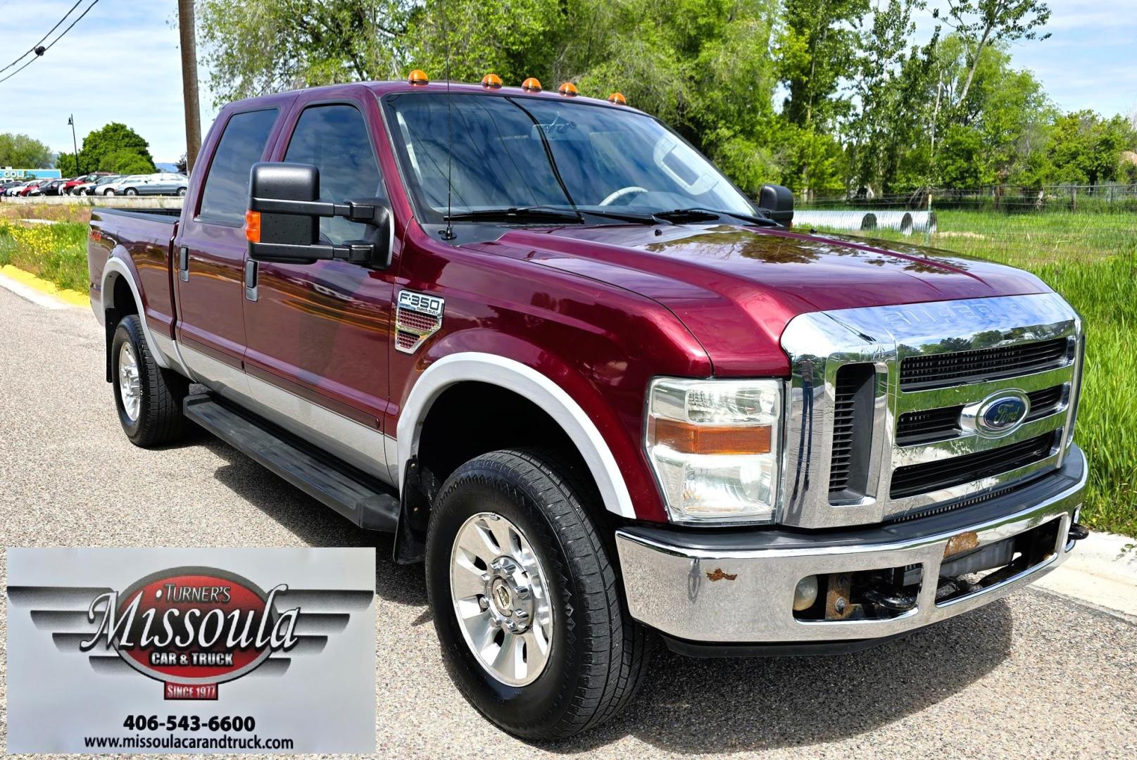 2008 Maroon /White Ford F-350 SD Lariat 4WD (1FTWW31R98E) with an 6.4L V8 OHV 32V TURBO DIESEL engine, Automatic transmission, located at 450 N Russell, Missoula, MT, 59801, (406) 543-6600, 46.874496, -114.017433 - Another Beastly 4WD Truck at Missoula Car and Truck. One Ton Crew Cab. 6.4L Power Stroke Diesel Engine. Automatic Transmission. Power Heated Front Seats. Adjustable Foot Pedals. Power Windows and Locks. Power Rear Window. Running Boards. Goose Neck Ball. Power Extending Side Mirrors. Max Towing Cap - Photo#2