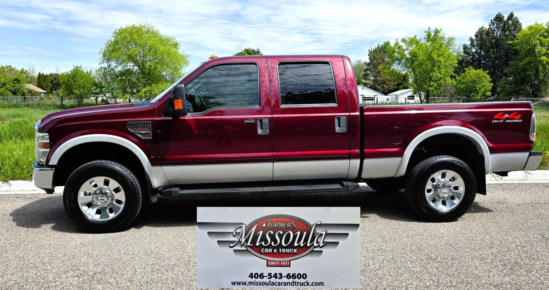 2008 Maroon /White Ford F-350 SD Lariat 4WD (1FTWW31R98E) with an 6.4L V8 OHV 32V TURBO DIESEL engine, Automatic transmission, located at 450 N Russell, Missoula, MT, 59801, (406) 543-6600, 46.874496, -114.017433 - Another Beastly 4WD Truck at Missoula Car and Truck. One Ton Crew Cab. 6.4L Power Stroke Diesel Engine. Automatic Transmission. Power Heated Front Seats. Adjustable Foot Pedals. Power Windows and Locks. Power Rear Window. Running Boards. Goose Neck Ball. Power Extending Side Mirrors. Max Towing Cap - Photo#4