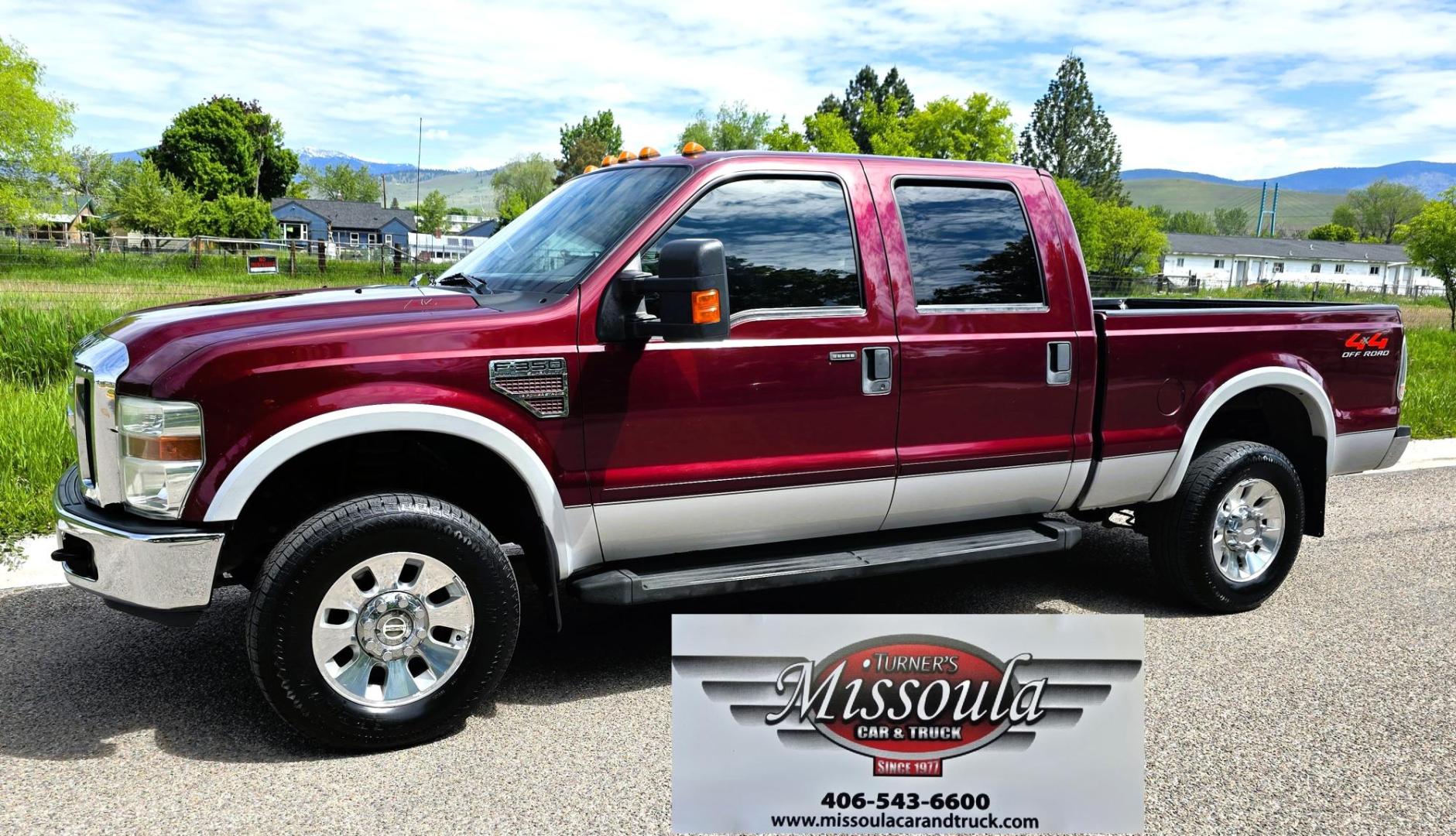 2008 Maroon /White Ford F-350 SD Lariat 4WD (1FTWW31R98E) with an 6.4L V8 OHV 32V TURBO DIESEL engine, Automatic transmission, located at 450 N Russell, Missoula, MT, 59801, (406) 543-6600, 46.874496, -114.017433 - Another Beastly 4WD Truck at Missoula Car and Truck. One Ton Crew Cab. 6.4L Power Stroke Diesel Engine. Automatic Transmission. Power Heated Front Seats. Adjustable Foot Pedals. Power Windows and Locks. Power Rear Window. Running Boards. Goose Neck Ball. Power Extending Side Mirrors. Max Towing Cap - Photo#5