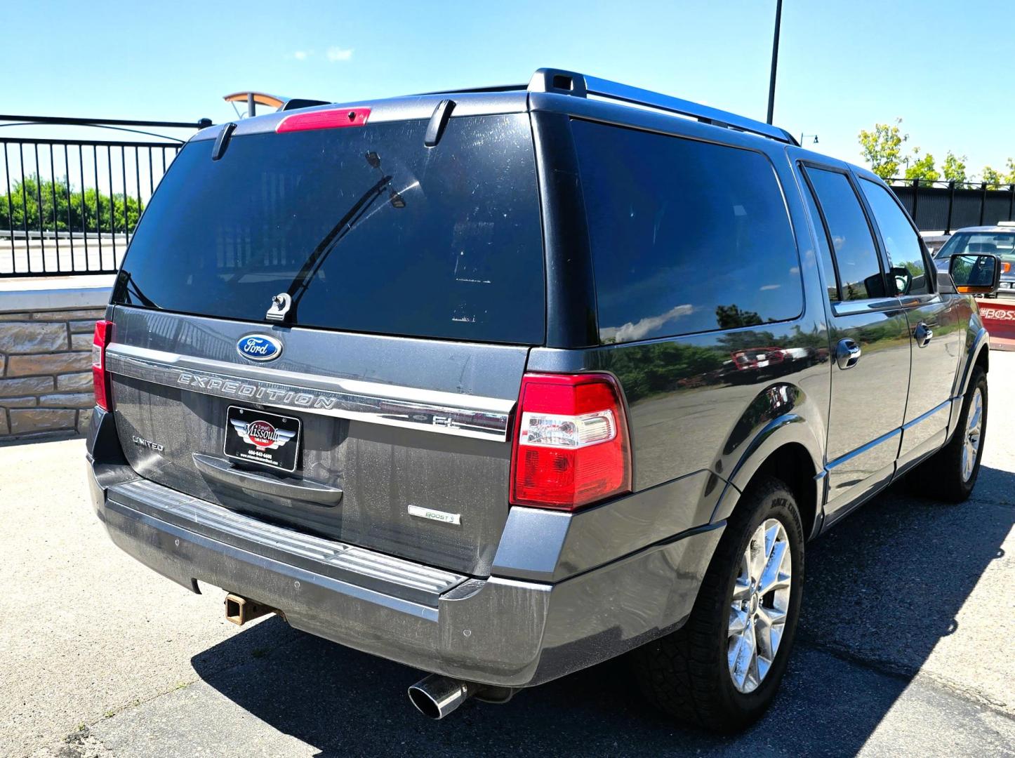 2015 Grey /Black Ford Expedition EL Limited 4WD (1FMJK2AT1FE) with an 3.5L V6 DOHC 24V FFV engine, 6-Speed Automatic transmission, located at 450 N Russell, Missoula, MT, 59801, (406) 543-6600, 46.874496, -114.017433 - This is a Whole Lot of Vehicle for the Money. 3.5L V8 Engine with enough Snort to move in a hurry. 3rd Row Seating. Front Seats are Heated and Cooled. Middle Bucket Seats are also heated. Front and Rear Climate Control. Power Sunroof. AM FM CD Player with Bluetooth. Remote Start. Towing. Built In Tr - Photo#3