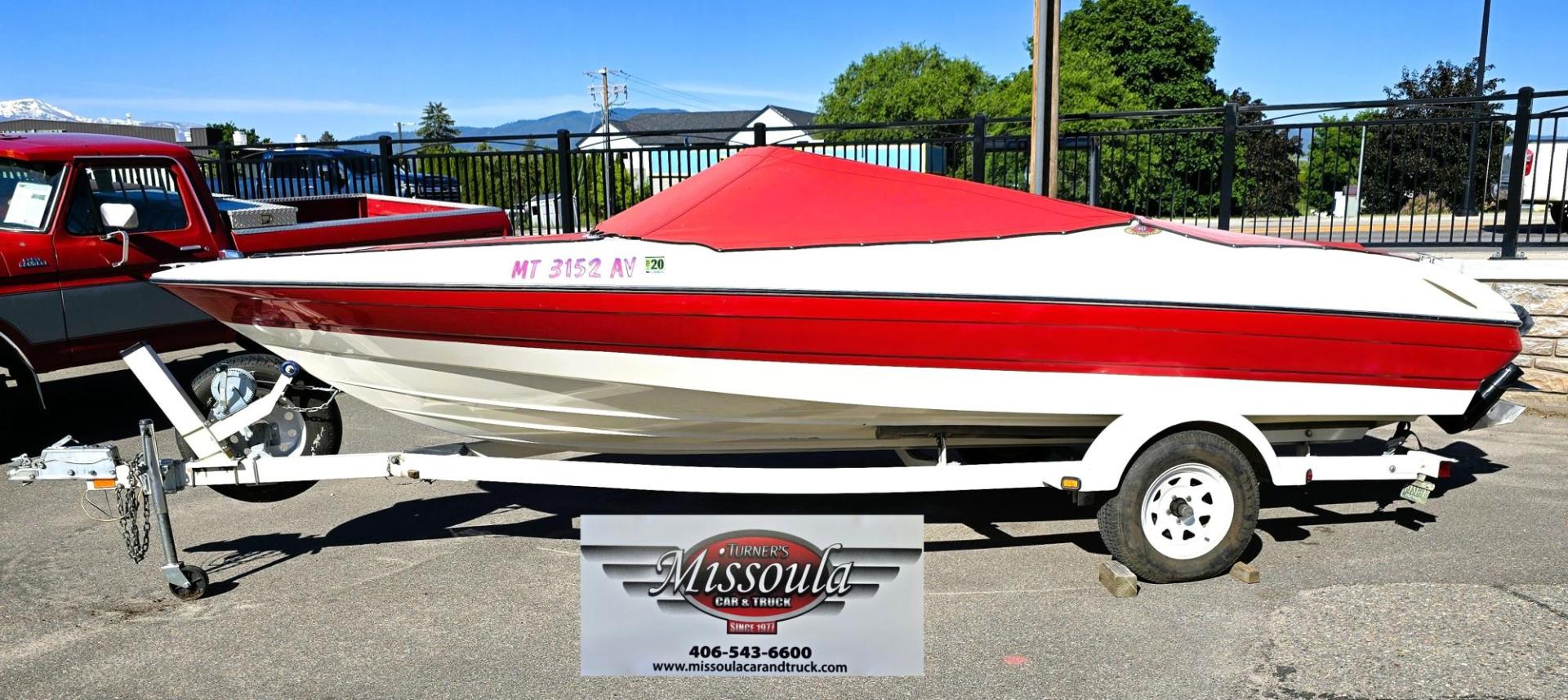 1996 Red and White /Red and White Bayliner 40th Anniversary with an 5.7L V8 engine, Manual transmission, located at 450 N Russell, Missoula, MT, 59801, (406) 543-6600, 46.874496, -114.017433 - Beautiful 20.5 Foot Bayliner 40th Anniversary Edition. Powerful 5.7L V8 MerCruiser Engine with only 531 Hours on it. Interior is near perfect. Comes with Alpine Stereo and a Fish Finder. Nice 2001 Osco Trailer. Built in Gas Tank and Live Well. Has a Good Cover to keep the seats clean and dry. Bank - Photo#1
