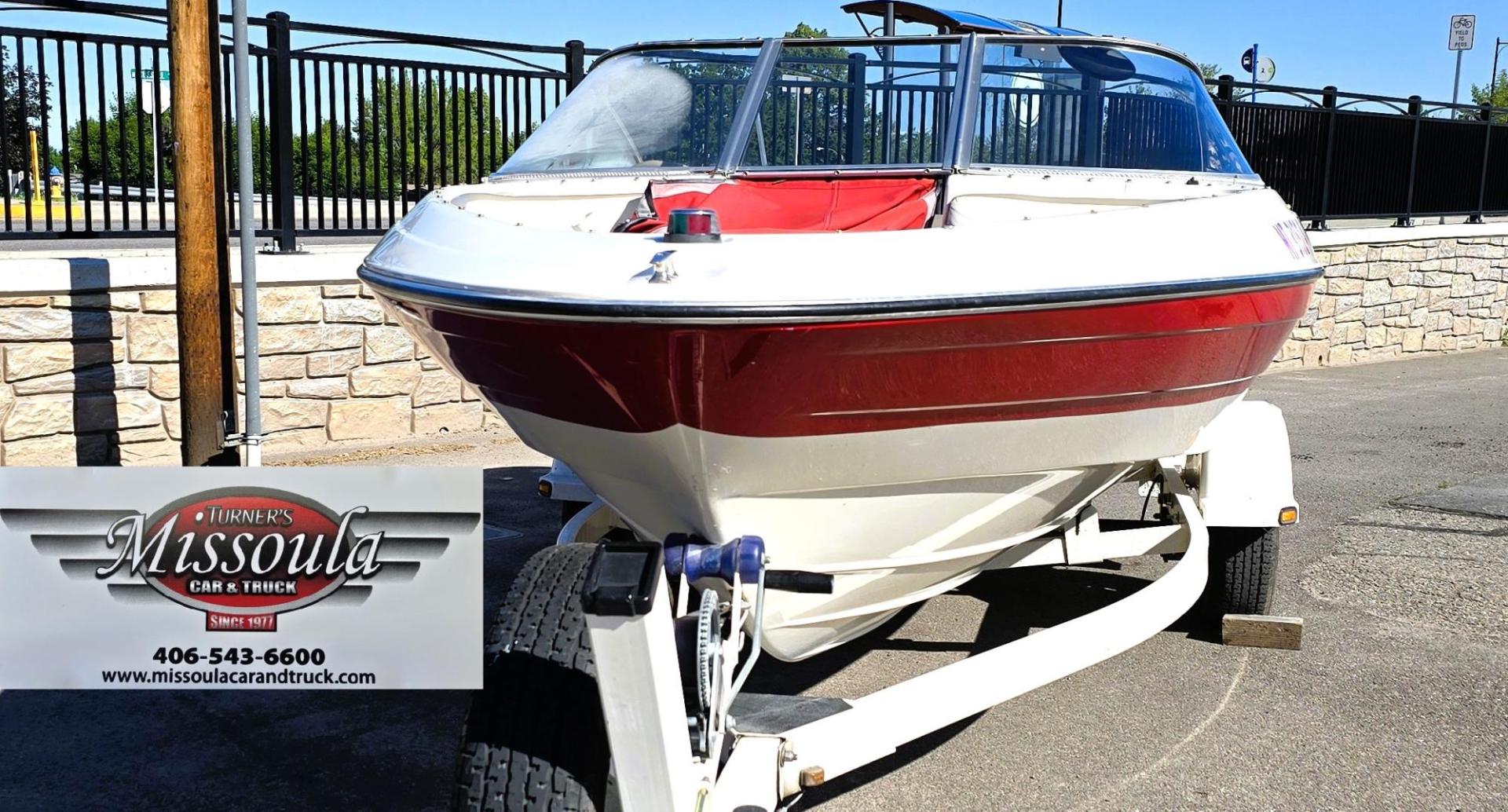 1996 Red and White /Red and White Bayliner 40th Anniversary with an 5.7L V8 engine, Manual transmission, located at 450 N Russell, Missoula, MT, 59801, (406) 543-6600, 46.874496, -114.017433 - Beautiful 20.5 Foot Bayliner 40th Anniversary Edition. Powerful 5.7L V8 MerCruiser Engine with only 531 Hours on it. Interior is near perfect. Comes with Alpine Stereo and a Fish Finder. Nice 2001 Osco Trailer. Built in Gas Tank and Live Well. Has a Good Cover to keep the seats clean and dry. Bank - Photo#3