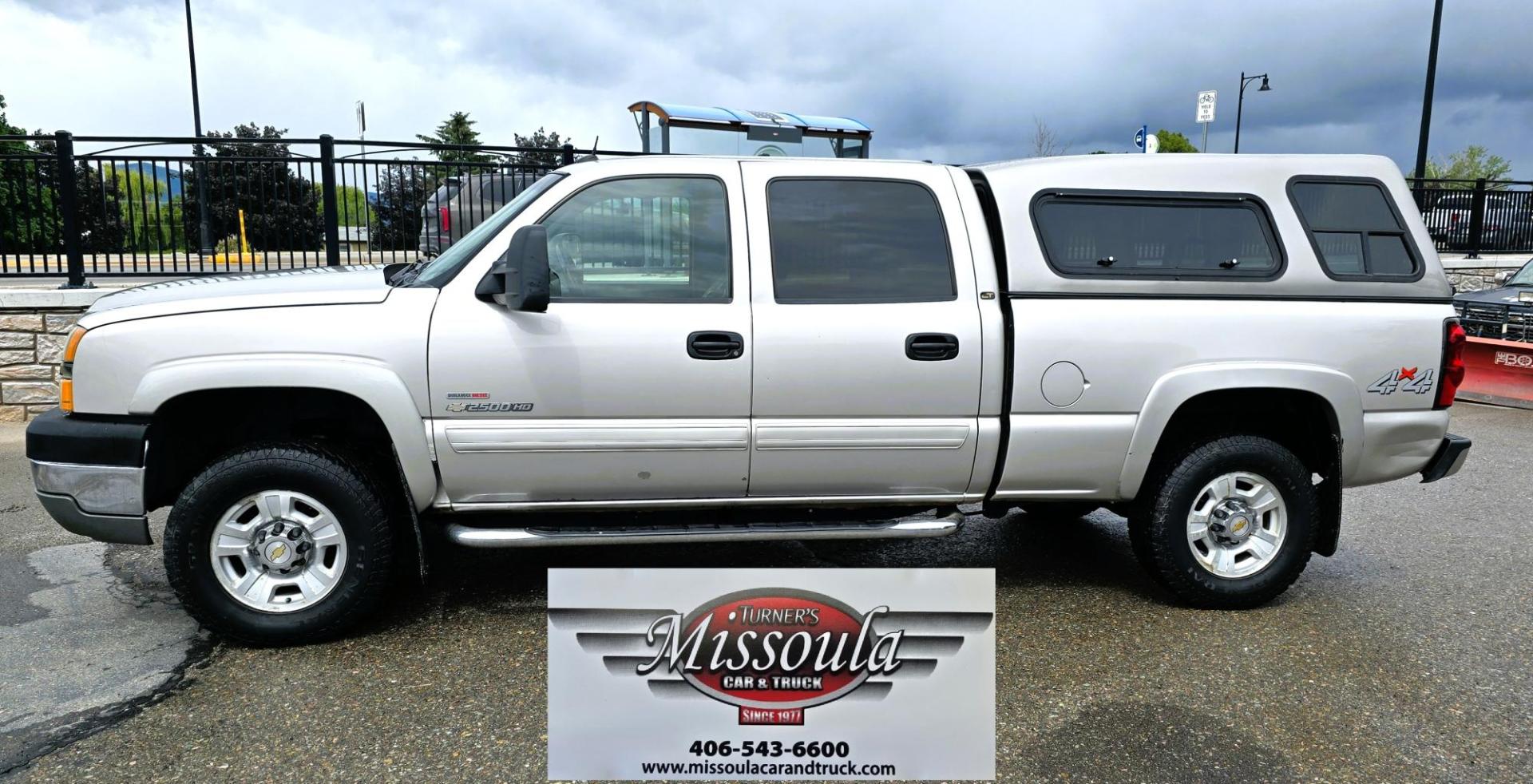 2005 Pewter /Gray Chevrolet Silverado 2500HD LT Crew Cab 4WD (1GCHK23265F) with an 6.6L V8 OHV 32V TURBO DIESEL engine, Automatic transmission, located at 450 N Russell, Missoula, MT, 59801, (406) 543-6600, 46.874496, -114.017433 - Strong Running 3/4 Ton Chevy with 6.6L V8 Duramax Diesel. Allison Automatic Transmission. Matching Topper. Heated Power Front Seats. Power Windows and Locks. Air. Cruise. Tilt. AM FM CD Player. Truck has a couple dents and a little rust and the price reflects that. Because of the age, our lender - Photo#6