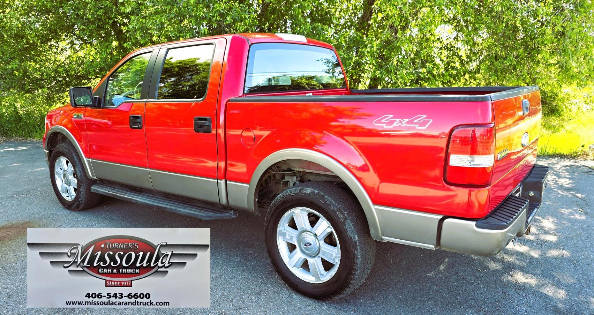 2006 Red /Tan Ford F-150 Lariat SuperCrew (1FTPW14536F) with an 5.4L V6 SOHC 16V engine, 4-Speed Automatic Overdrive transmission, located at 450 N Russell, Missoula, MT, 59801, (406) 543-6600, 46.874496, -114.017433 - Yes it's a lot of miles but it runs great! Reliable 5.4L V8 Engine. Automatic Transmission. 4WD. Power Heated Front Seats. AM FM CD Player. Power Windows and Locks. Air. Cruise. Tilt. Rear Entertainment. Running Boards. The hood and right front fender have some severe scratches from what appears to - Photo#7