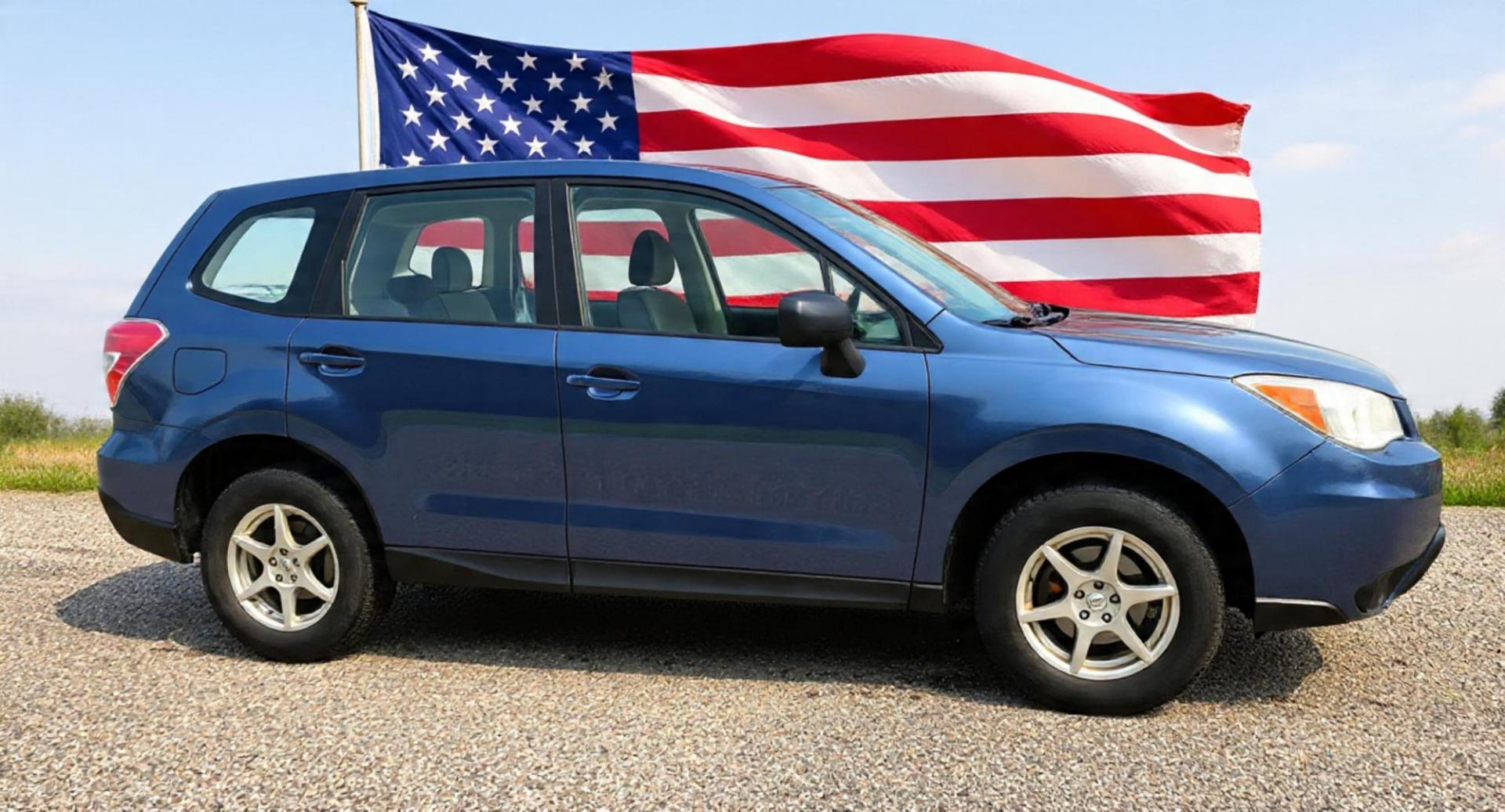 2014 Blue /White Subaru Forester 2.5i (JF2SJAAC6EH) with an 2.5L H4 SOHC 16V engine, 6-Speed Automatic transmission, located at 450 N Russell, Missoula, MT, 59801, (406) 543-6600, 46.874496, -114.017433 - Patriotic Blue 2 Owner Subaru with a clean Title and Carfax. 2.5L I4 Engine. Automatic Transmission. Air Conditioning. Cruise Control. Power Windows and Locks. AM FM CD Player. Bluetooth Audio and Phone Connection. Tires are in Very Good Condition. We Finance through local Credit Unions. We do N- Photo#1