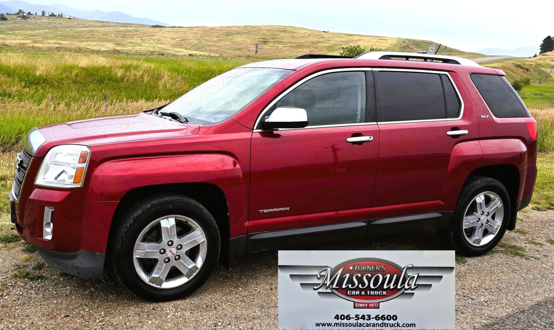2013 Maroon /Black GMC Terrain SLT2 AWD (2GKFLXE37D6) with an 3.6L V6 DOHC 24V engine, 6A transmission, located at 450 N Russell, Missoula, MT, 59801, (406) 543-6600, 46.874496, -114.017433 - Sharp AWD SUV. Loaded with Features. Solid 3.6L V6 Engine. 6 Speed Automatic Transmission. Sunroof. Heated Front Seats. Power Drivers Seat. Lane Departure Alert. Collision Alert. AM FM XM CD Player. Bluetooth Audio and Phone Connection. Backup Camera. Power Liftgate. Air. Cruise. Tilt. Power Windows- Photo#1