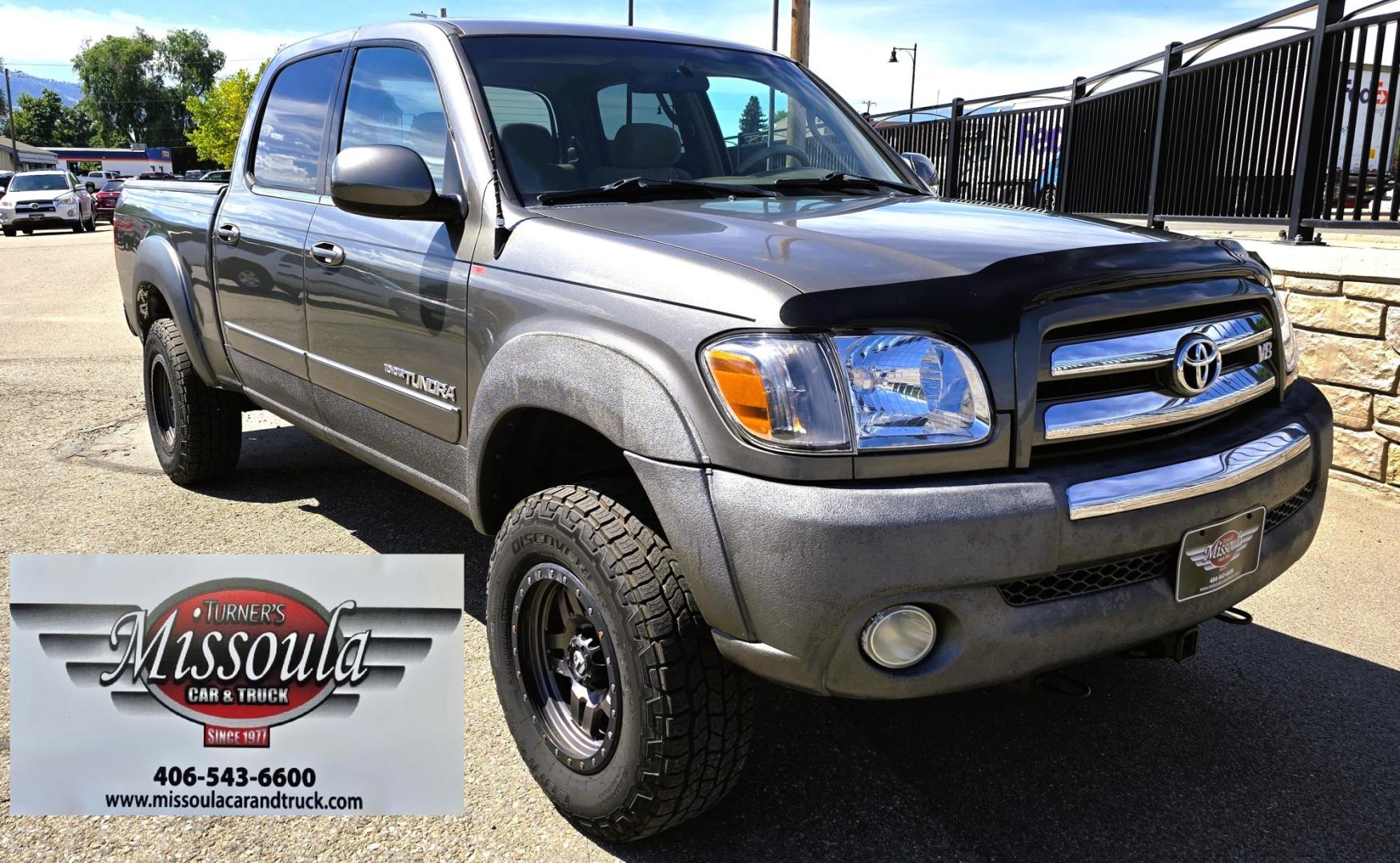 2004 Grey /Gray Toyota Tundra SR5 Double Cab 4WD (5TBDT44104S) with an 4.7L V8 DOHC 32V engine, 4A OD transmission, located at 450 N Russell, Missoula, MT, 59801, (406) 543-6600, 46.874496, -114.017433 - Highly Desirable Toyota Tundra 4WD. 4.7L V8 Engine. Automatic Transmission. Nice Aftermarket Fuel brand Wheels with Excellent Cooper Tires. Air Conditioning. AM FM Bluetooth Touch Screen Stereo with Backup Camera. Power Windows and Locks. Cruise Control. Comes with a Winch and the Winch Mount. It's- Photo#3