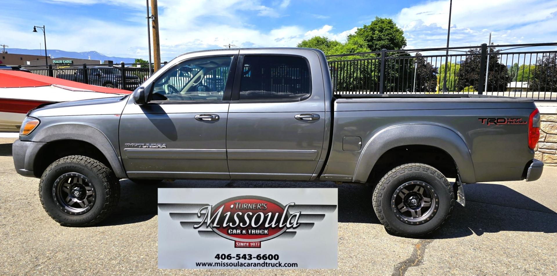 2004 Grey /Gray Toyota Tundra SR5 Double Cab 4WD (5TBDT44104S) with an 4.7L V8 DOHC 32V engine, 4A OD transmission, located at 450 N Russell, Missoula, MT, 59801, (406) 543-6600, 46.874496, -114.017433 - Highly Desirable Toyota Tundra 4WD. 4.7L V8 Engine. Automatic Transmission. Nice Aftermarket Fuel brand Wheels with Excellent Cooper Tires. Air Conditioning. AM FM Bluetooth Touch Screen Stereo with Backup Camera. Power Windows and Locks. Cruise Control. Comes with a Winch and the Winch Mount. It's- Photo#6