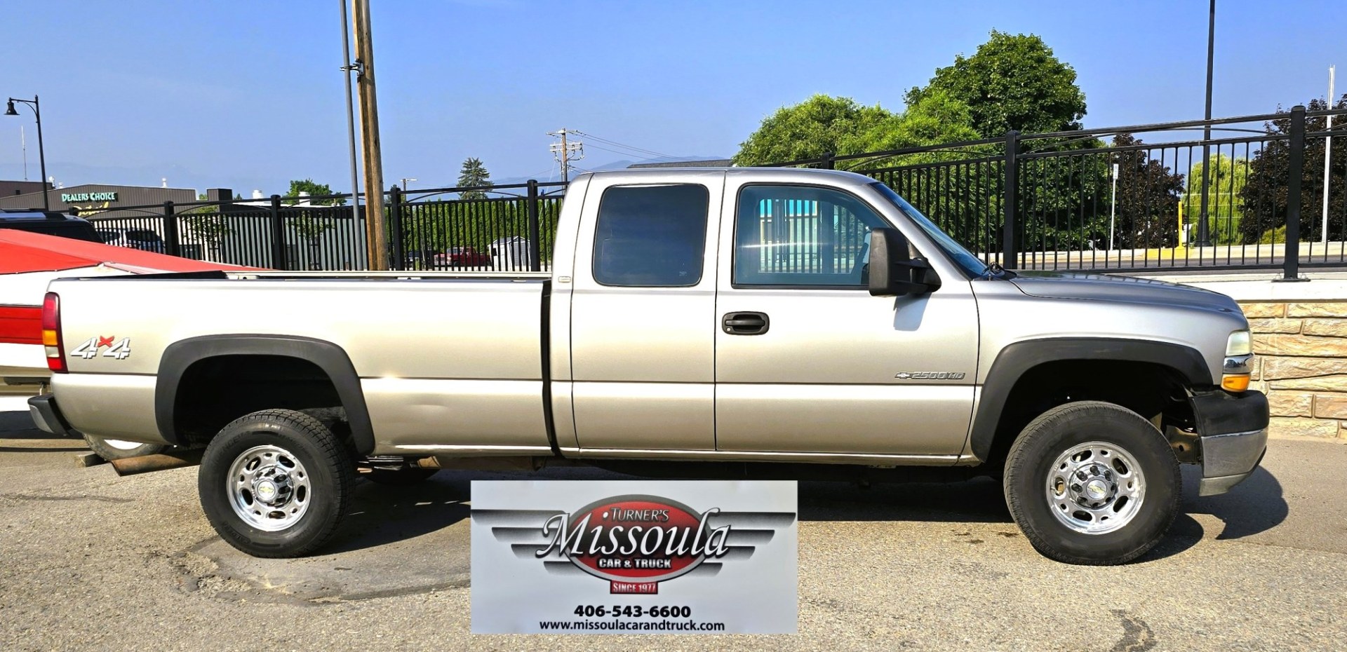 2002 Pewter /Brown Chevrolet Silverado 2500HD Ext. Cab Long Bed 4WD (1GCHK29U62E) with an 6.0L V8 OHV 16V engine, Automatic transmission, located at 450 N Russell, Missoula, MT, 59801, (406) 543-6600, 46.874496, -114.017433 - You read that right. Only 63,239 Miles. 4WD. 6.0L V8 Engine. Long Box. Extended Cab 4 Door. Automatic Transmission. Body is Very Straight. Air Conditioning. Cruise Control. Tilt Steering. Power Windows and Locks. Aftermarket Touch Screen Stereo with Bluetooth Audio and Phone Connection. Clean Title- Photo#1