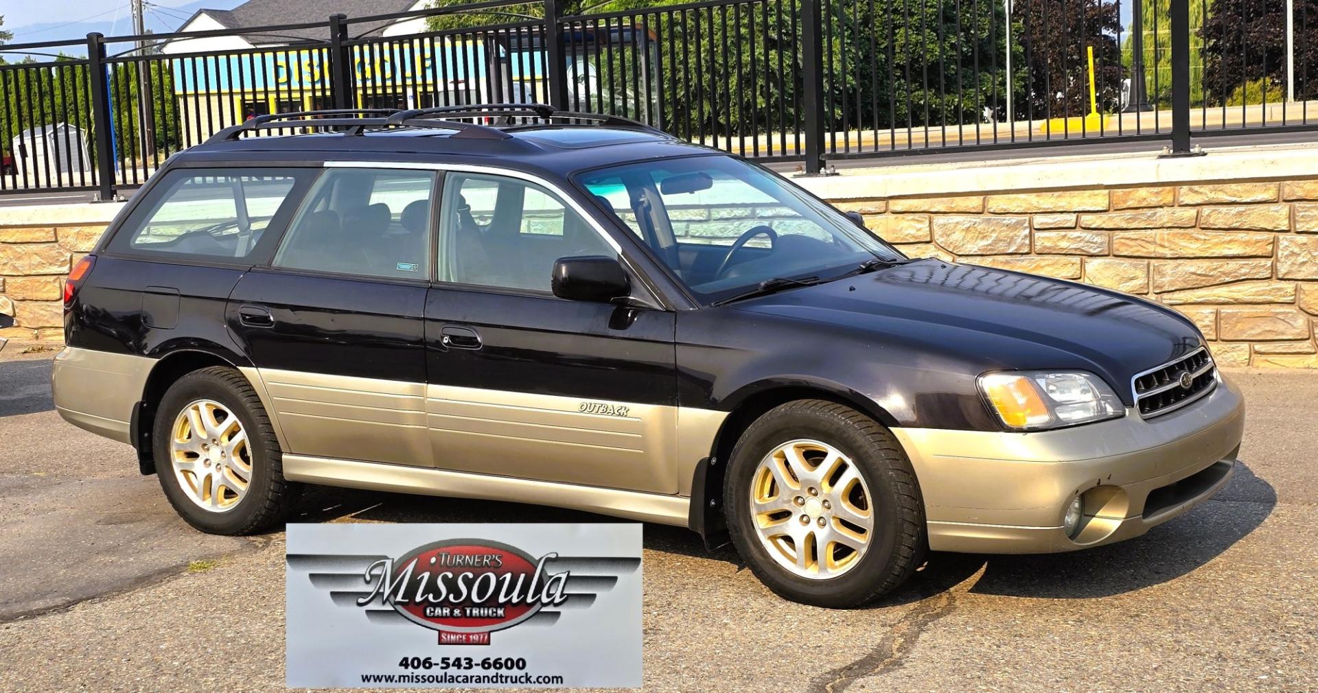 2001 Black /Black Subaru Outback Limited Wagon (4S3BH686717) with an 2.5L H4 SOHC 16V engine, 4A OD transmission, located at 450 N Russell, Missoula, MT, 59801, (406) 543-6600, 46.874496, -114.017433 - Reliable AWD Suby that runs amazing. 2.5L H4 Engine. Automatic Transmission. Sunroof. Air. Cruise. Tilt. Power Windows and Locks. Tires are in Excellent Condition. Paint is a little rough. Clean Title and Carfax. Because of the age, our lenders do NOT offer financing on this vehicle- Photo#0