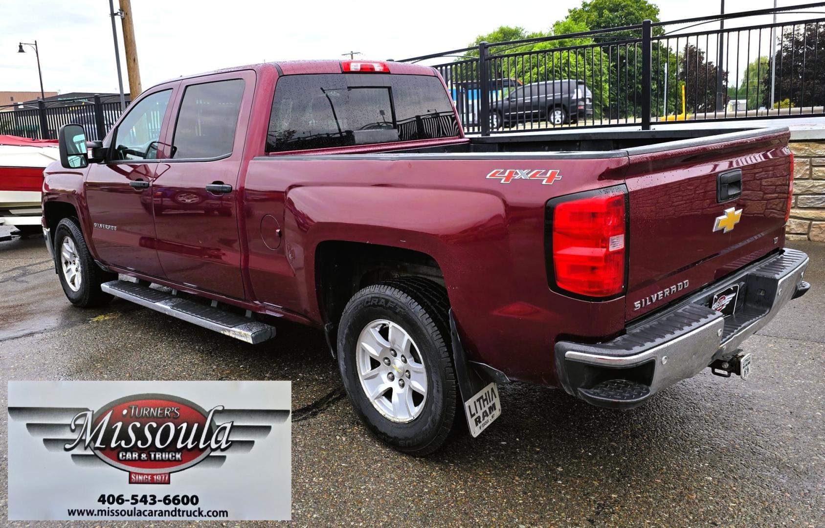 2014 Maroon /Gray Chevrolet Silverado 1500 1LT Crew Cab 4WD (3GCUKREH9EG) with an 4.3L V6 OHV 12V engine, 6-Speed Automatic transmission, located at 450 N Russell, Missoula, MT, 59801, (406) 543-6600, 46.874496, -114.017433 - Sharp Silverado 4WD. Economical 4.V6 Engine. Automatic Transmission. Air. Cruise. Tilt. Power Windows and Locks. Backup Camera. AM FM CD Player. Bluetooth Audio and Phone Connection. Front Seats are Power and Heated. Running Board. Paint has some scratches.- Photo#2
