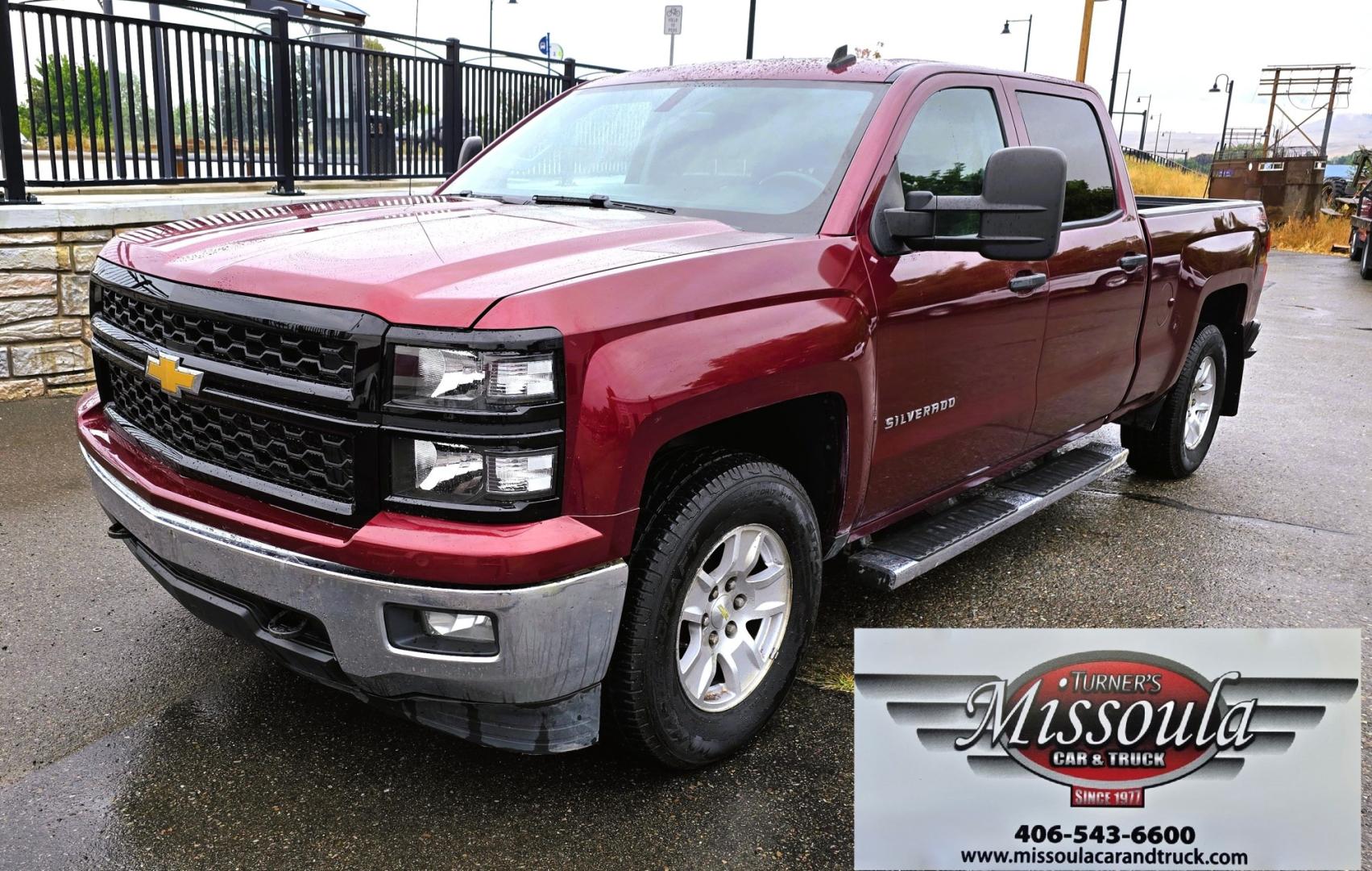 2014 Maroon /Gray Chevrolet Silverado 1500 1LT Crew Cab 4WD (3GCUKREH9EG) with an 4.3L V6 OHV 12V engine, 6-Speed Automatic transmission, located at 450 N Russell, Missoula, MT, 59801, (406) 543-6600, 46.874496, -114.017433 - Sharp Silverado 4WD. Economical 4.V6 Engine. Automatic Transmission. Air. Cruise. Tilt. Power Windows and Locks. Backup Camera. AM FM CD Player. Bluetooth Audio and Phone Connection. Front Seats are Power and Heated. Running Board. Paint has some scratches.- Photo#4