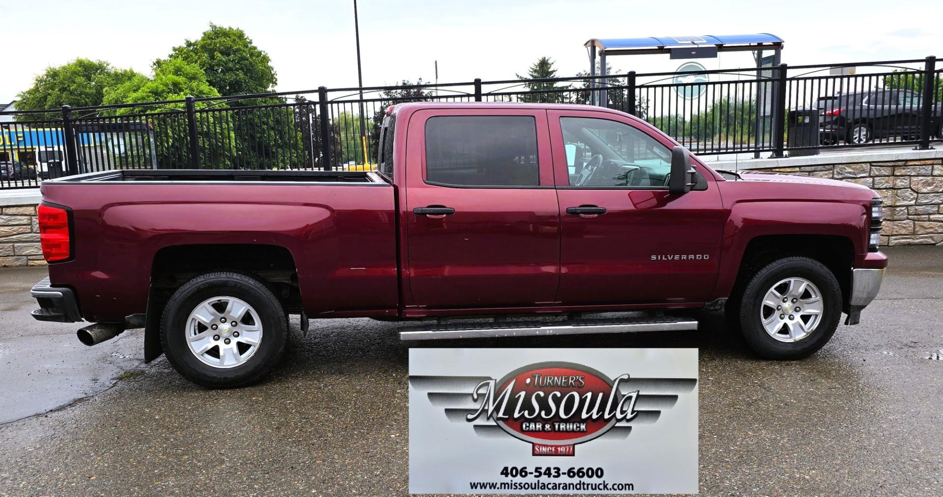2014 Maroon /Gray Chevrolet Silverado 1500 1LT Crew Cab 4WD (3GCUKREH9EG) with an 4.3L V6 OHV 12V engine, 6-Speed Automatic transmission, located at 450 N Russell, Missoula, MT, 59801, (406) 543-6600, 46.874496, -114.017433 - Sharp Silverado 4WD. Economical 4.V6 Engine. Automatic Transmission. Air. Cruise. Tilt. Power Windows and Locks. Backup Camera. AM FM CD Player. Bluetooth Audio and Phone Connection. Front Seats are Power and Heated. Running Board. Paint has some scratches.- Photo#6