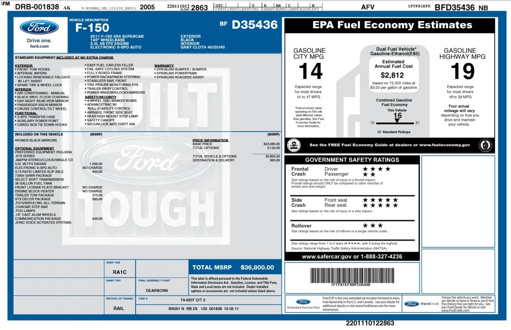 2011 Black /Gray Ford F-150 STX SuperCab 6.5-ft. Bed 4WD (1FTFX1EFXBF) with an 5.0L V8 engine, Automatic transmission, located at 450 N Russell, Missoula, MT, 59801, (406) 543-6600, 46.874496, -114.017433 - Ford F-150 STX 4WD Extended Cab. 5.0L V8 Engine. Automatic Transmission. Great Miles with only 104,500 miles. Air, Cruise and Tilt. AM FM CD Player. Bluetooth Phone Connection. Nice Goodyear Tires. Running Boards.- Photo#15